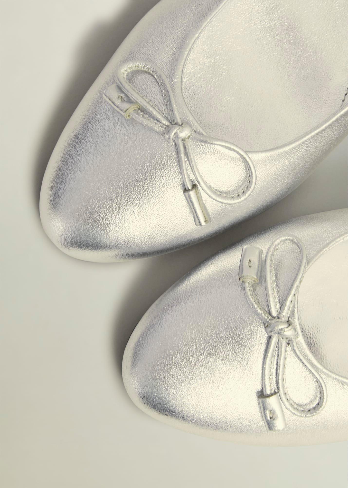 Priya Leather Ballerina, Silver Metallic, hi-res