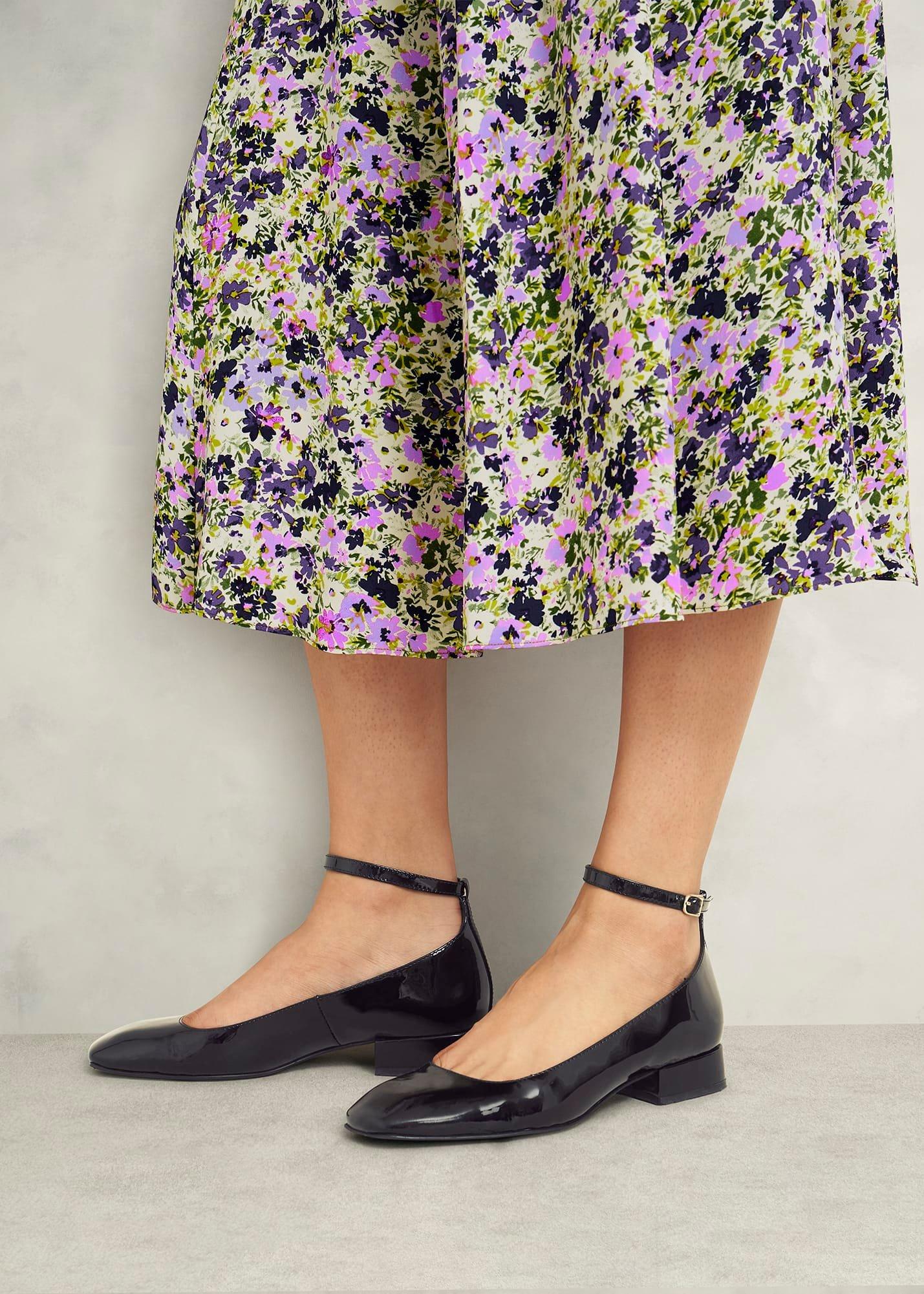 Athena Patent Heeled Shoes, Black, hi-res