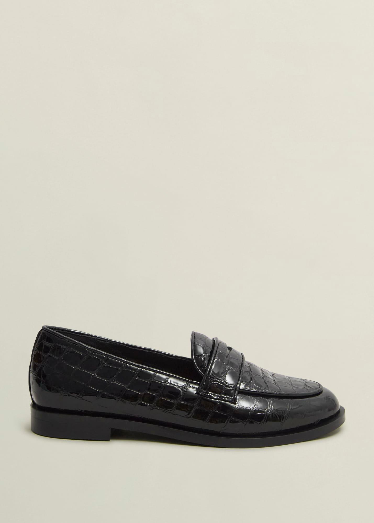 Lillian Leather Loafers, Black, hi-res