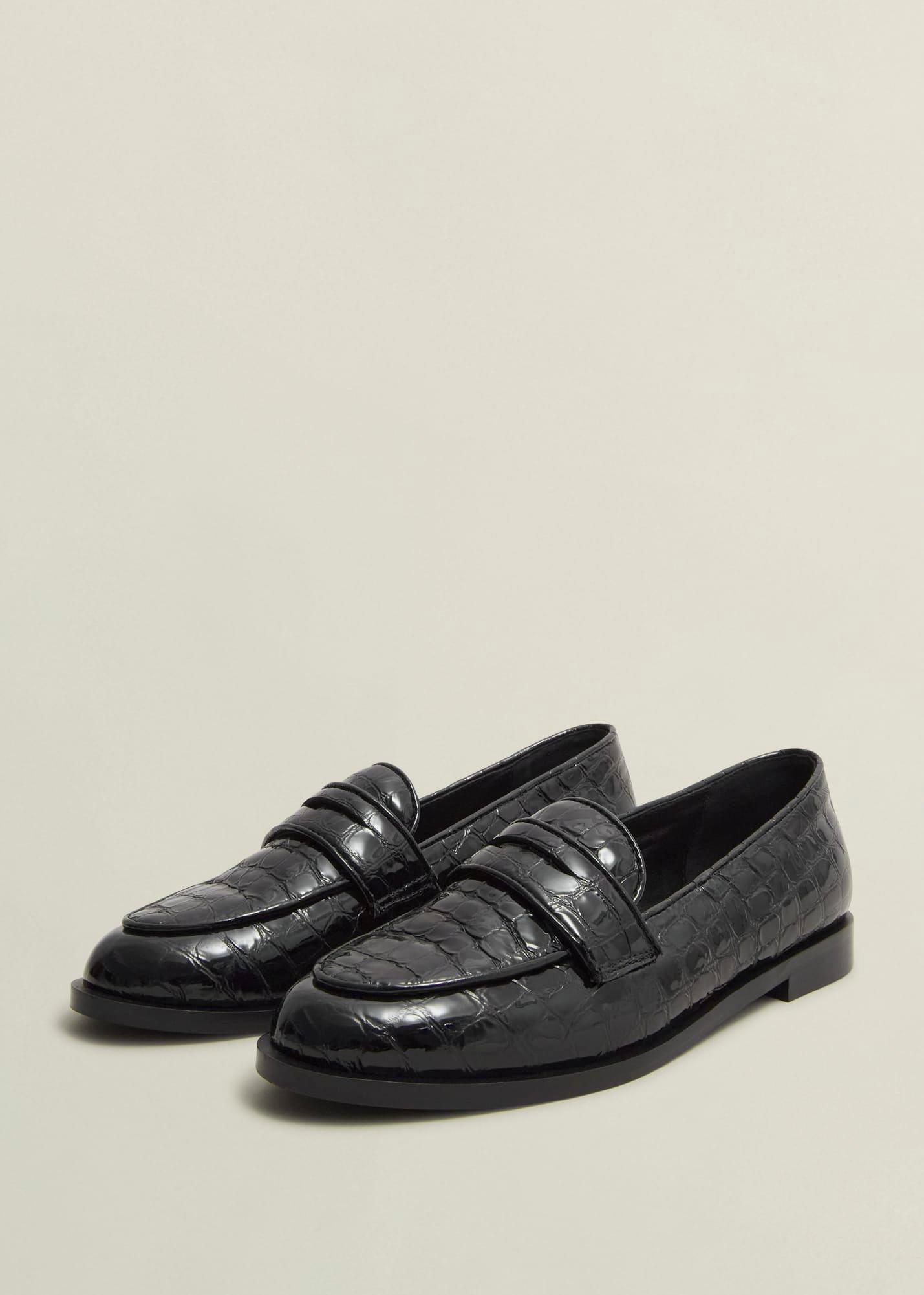 Lillian Leather Loafers, Black, hi-res