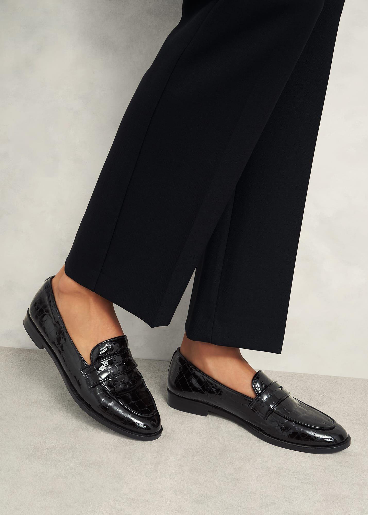 Lillian Leather Loafers, Black, hi-res