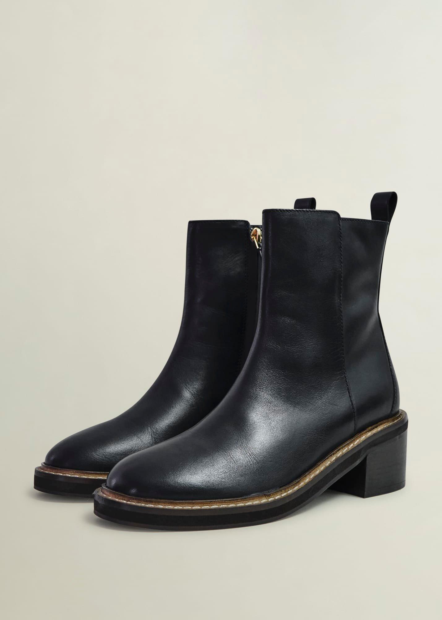 Sienna Block Heel Boots, Black, hi-res