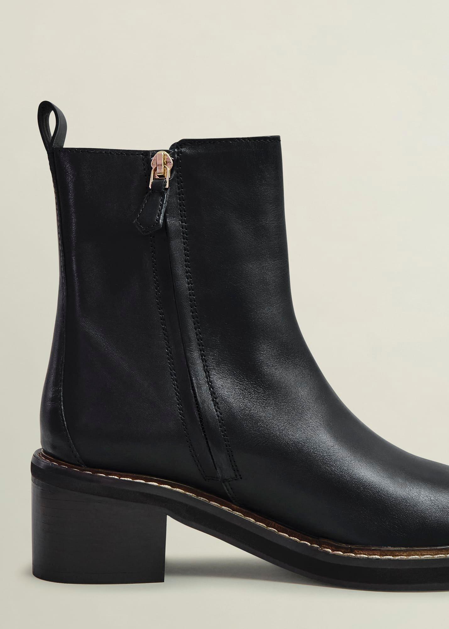 Sienna Block Heel Boots, Black, hi-res