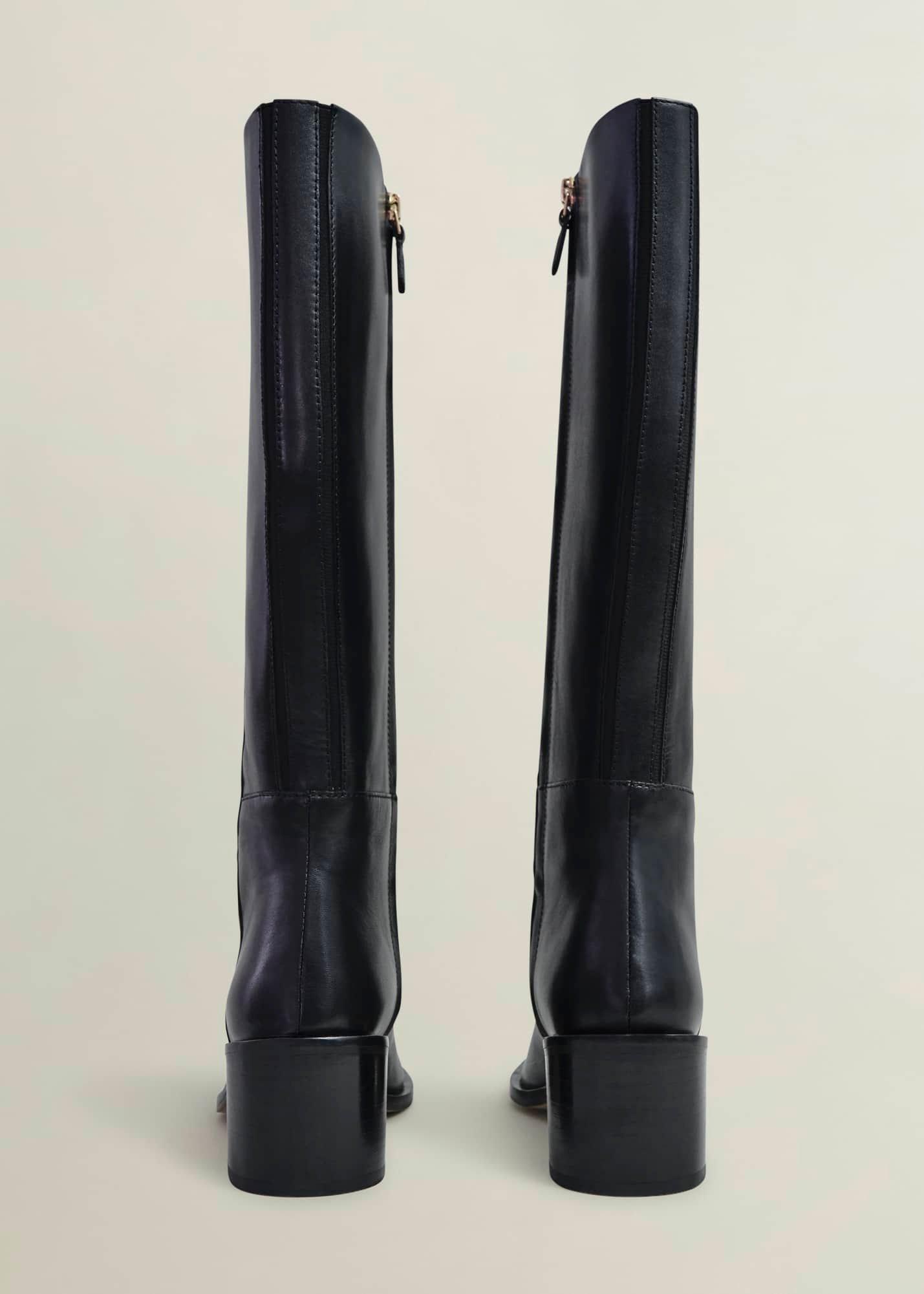 Darcie Leather Knee Boots, Black, hi-res