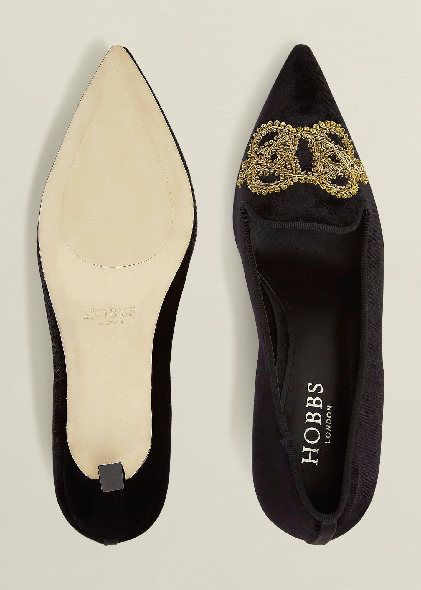 Keston Embellished Velvet Courts, Black, hi-res