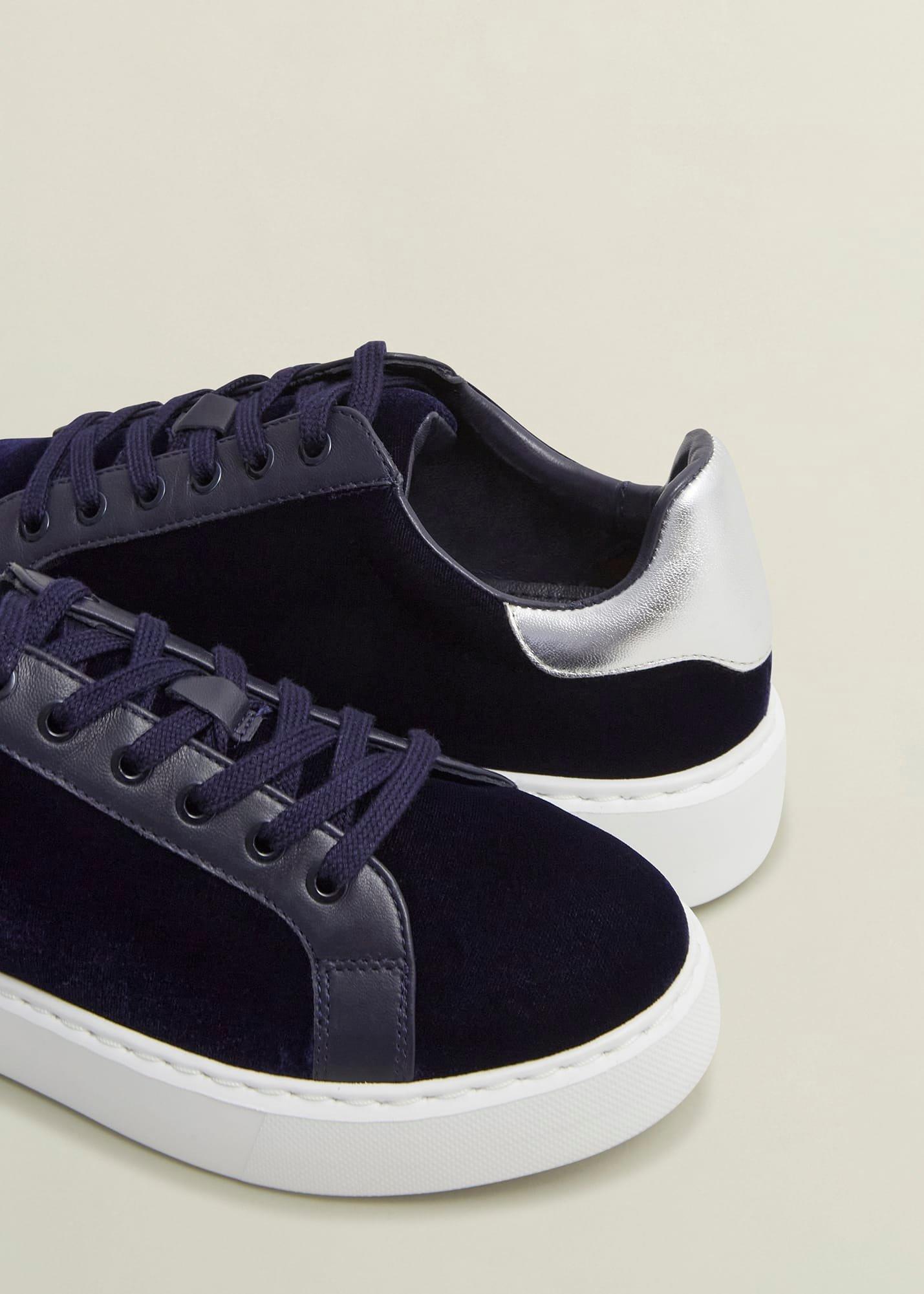 Cosima Velvet Trainer, Navy, hi-res