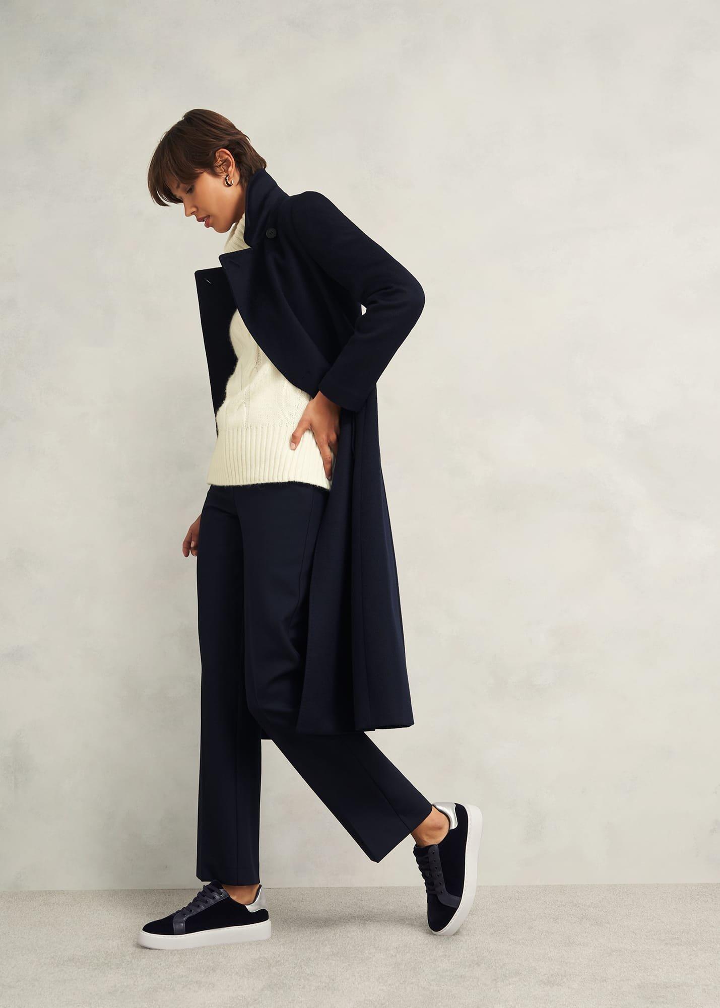 Cosima Velvet Trainer, Navy, hi-res