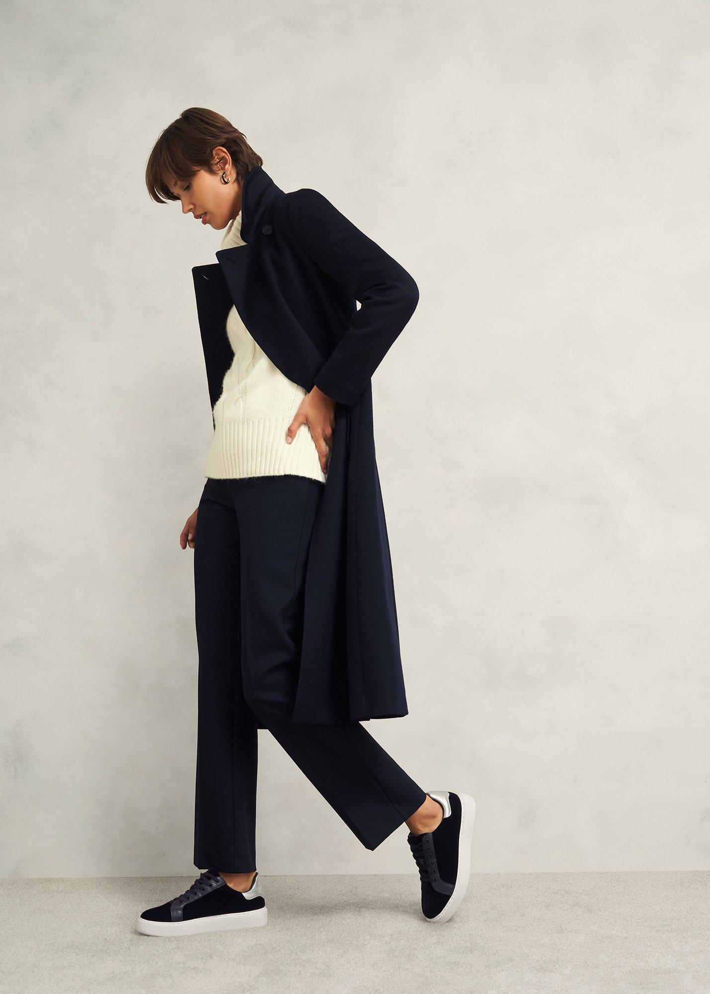 Cosima Velvet Trainer, Navy, hi-res