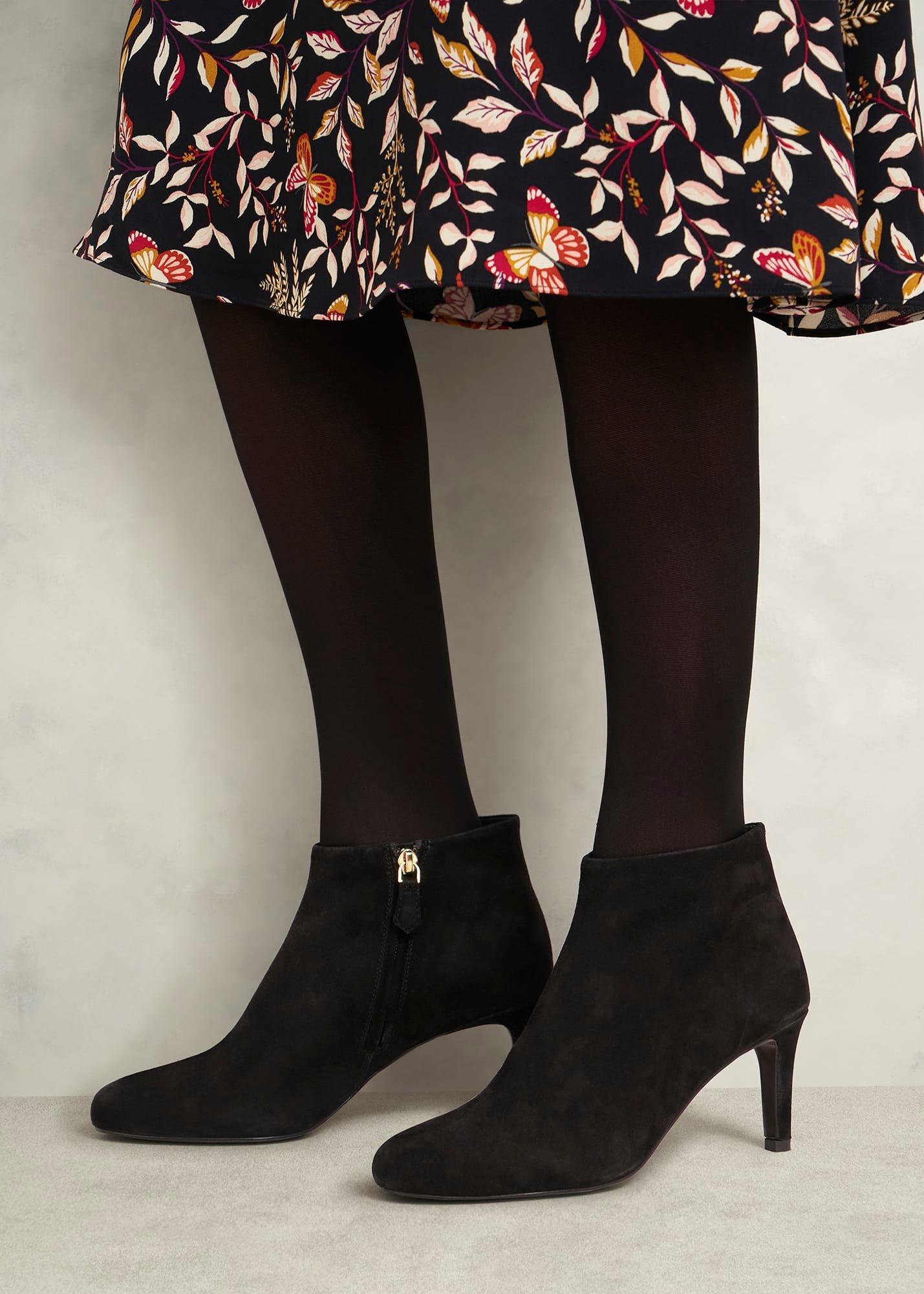 Lizzie Suede Ankle Boots, Black, hi-res