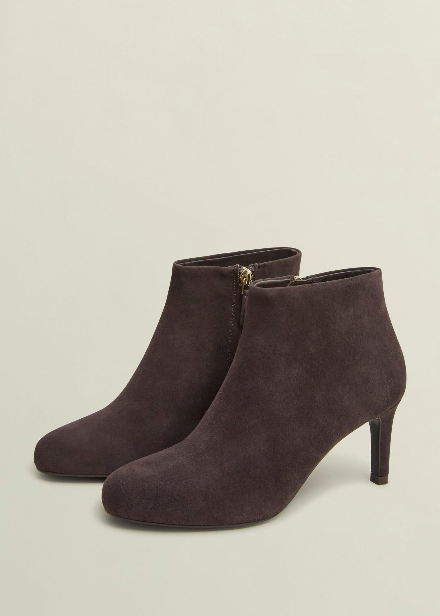 Lizzie Suede Ankle Boots, Chocolate Brown, hi-res