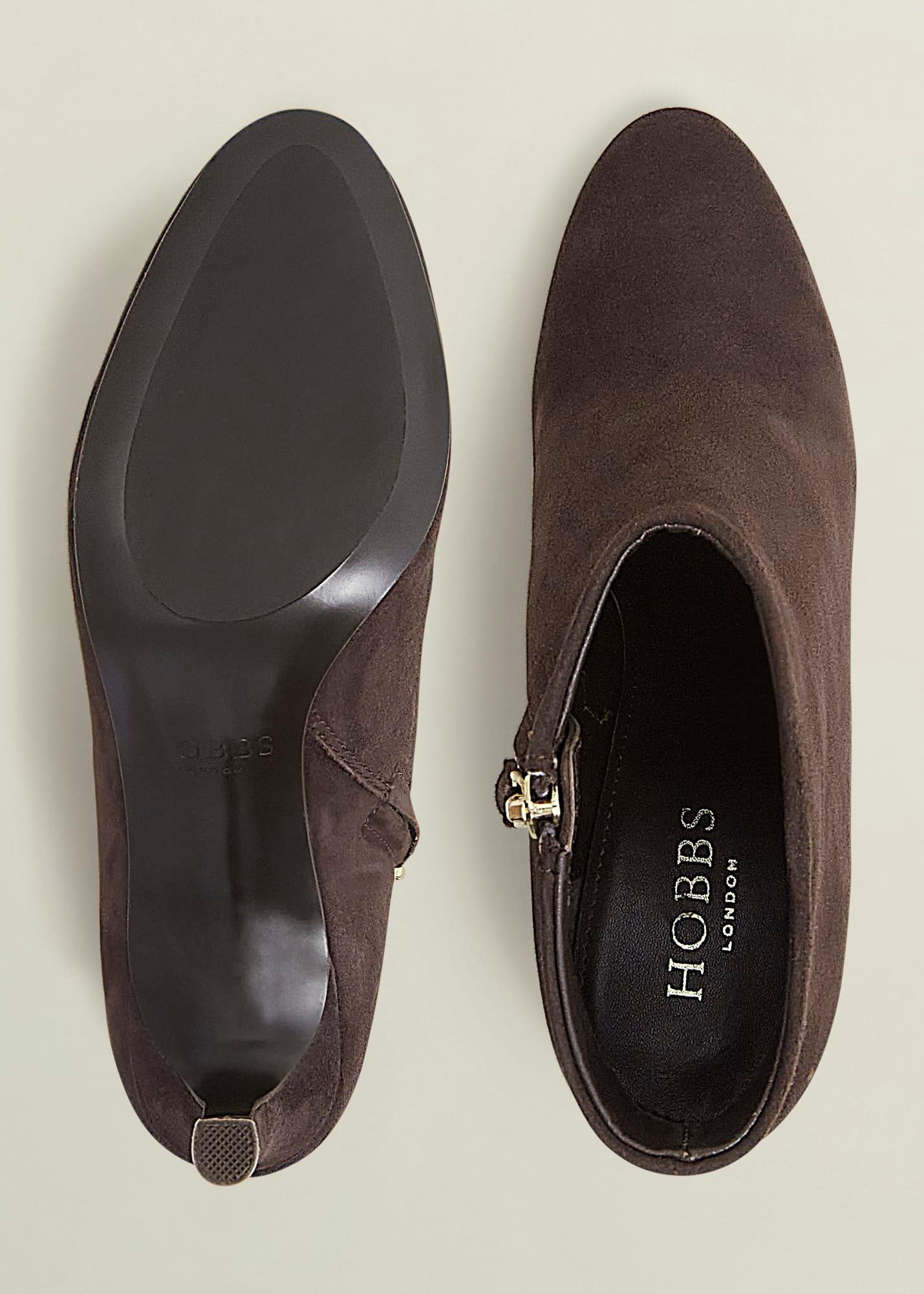 Lizzie Suede Ankle Boots, Chocolate Brown, hi-res