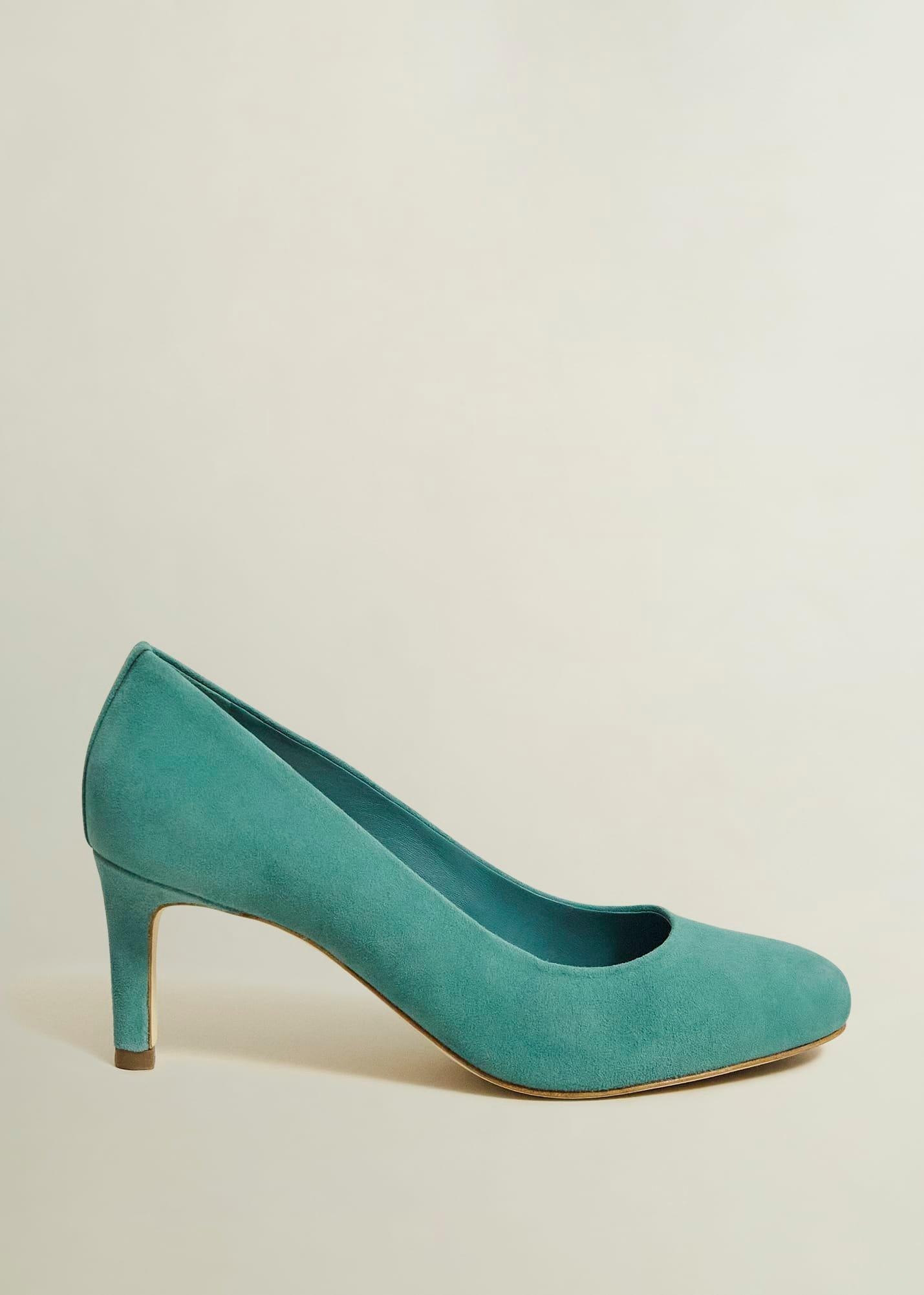Lizzie Suede Court Shoes, Deep Aqua Green, hi-res
