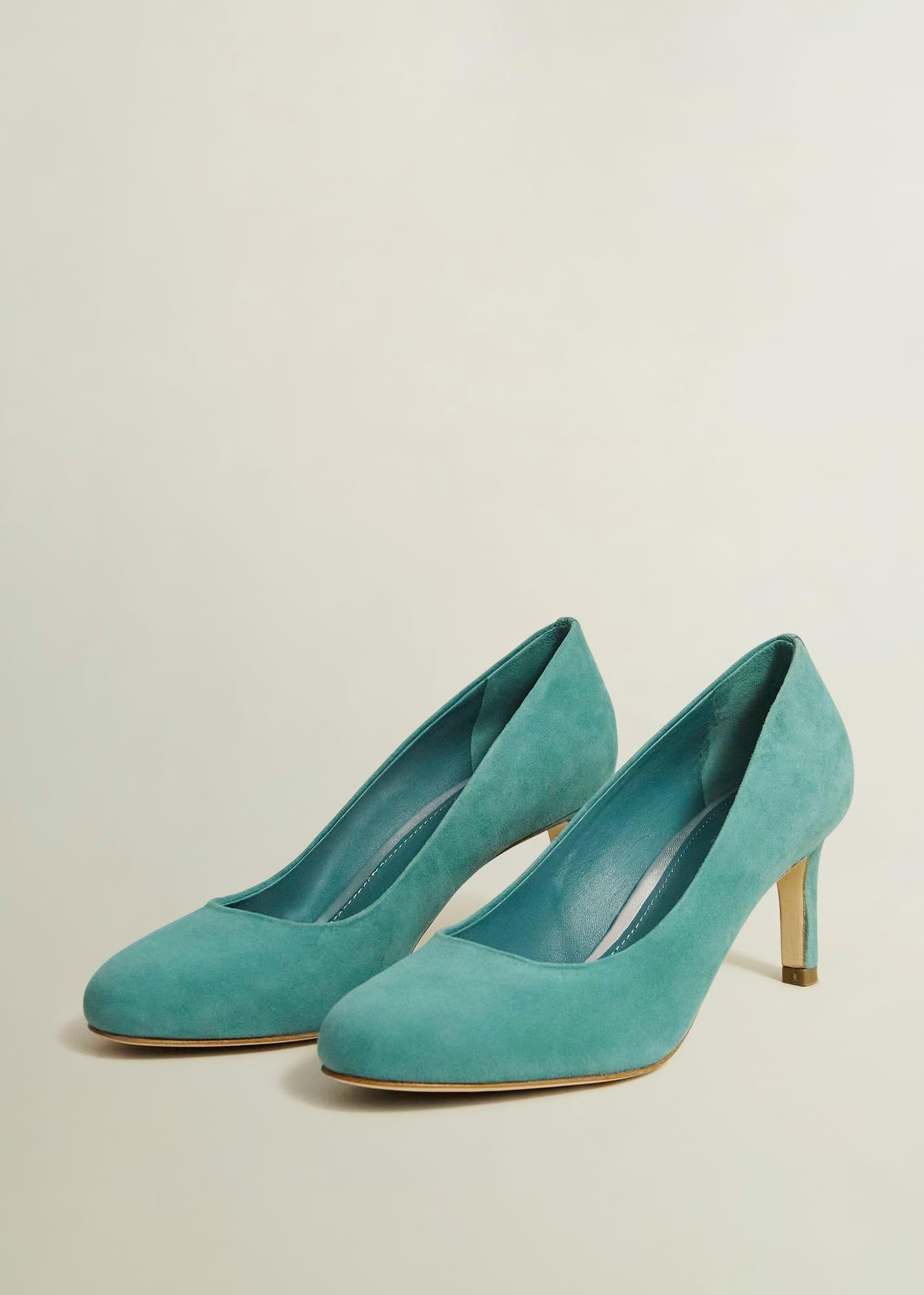 Lizzie Suede Court Shoes, Deep Aqua Green, hi-res