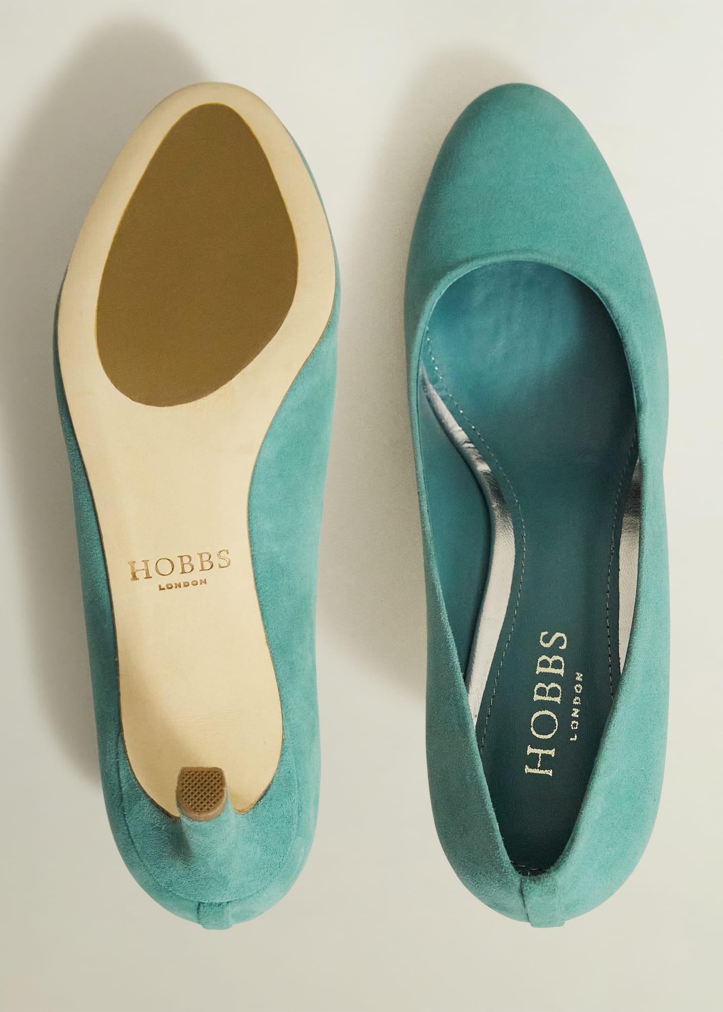 Lizzie Suede Court Shoes, Deep Aqua Green, hi-res