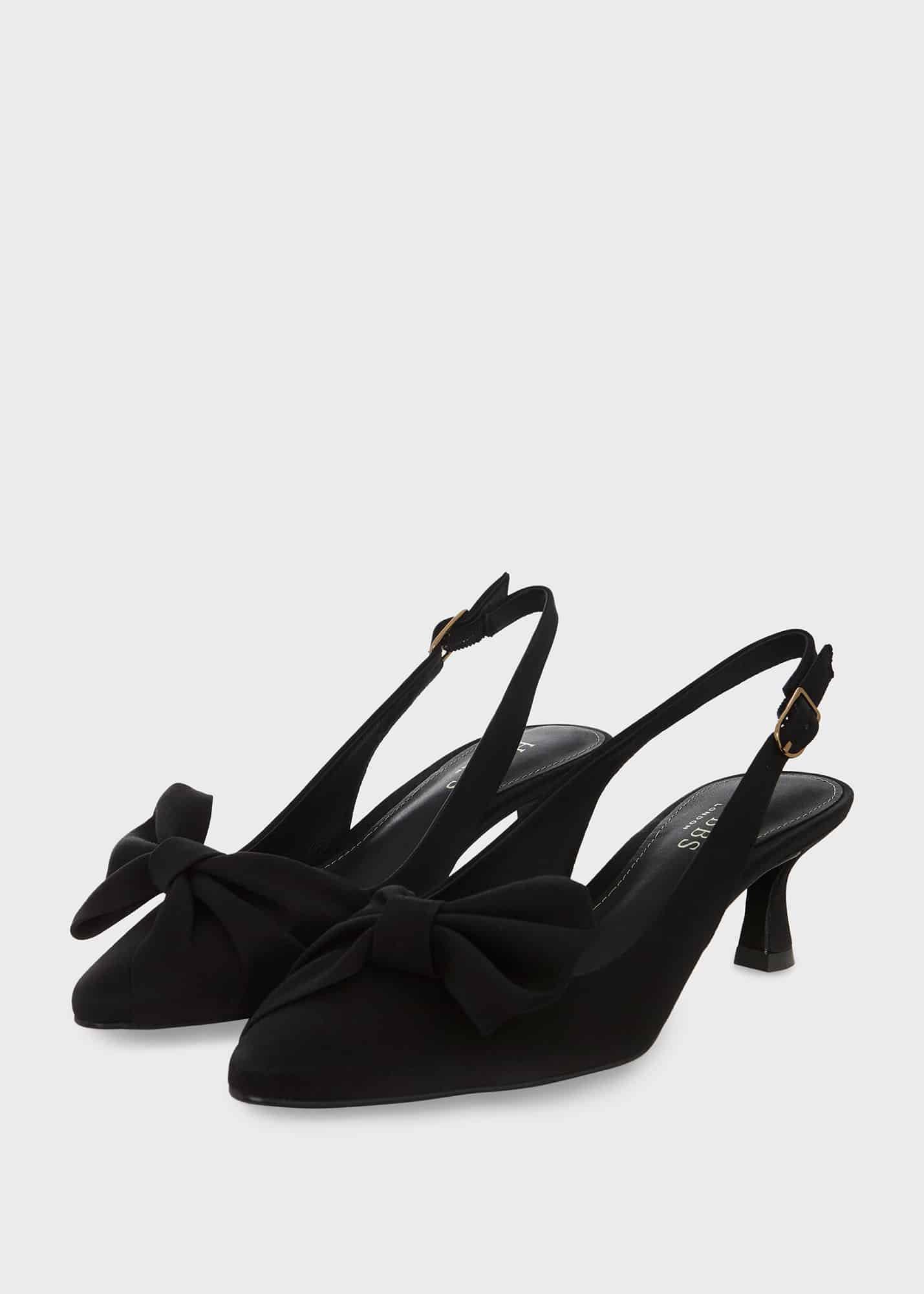 Francis Satin Slingbacks, Black, hi-res