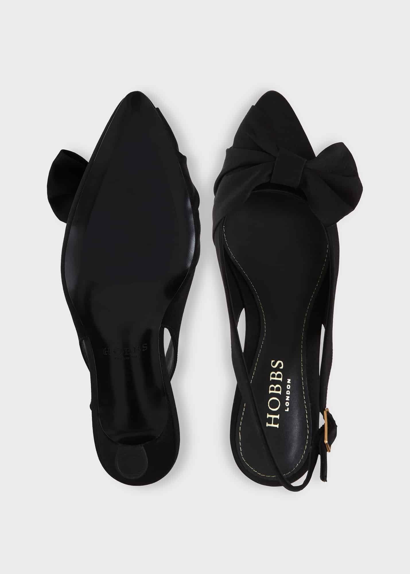 Francis Satin Slingbacks, Black, hi-res