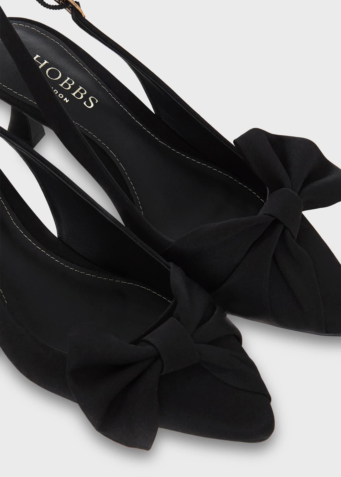 Francis Satin Slingbacks, Black, hi-res