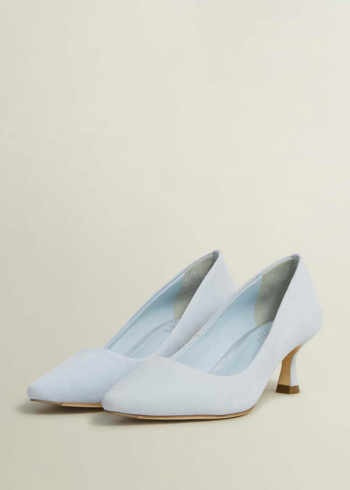 Esther Suede Court Shoes, Pale Blue, hi-res
