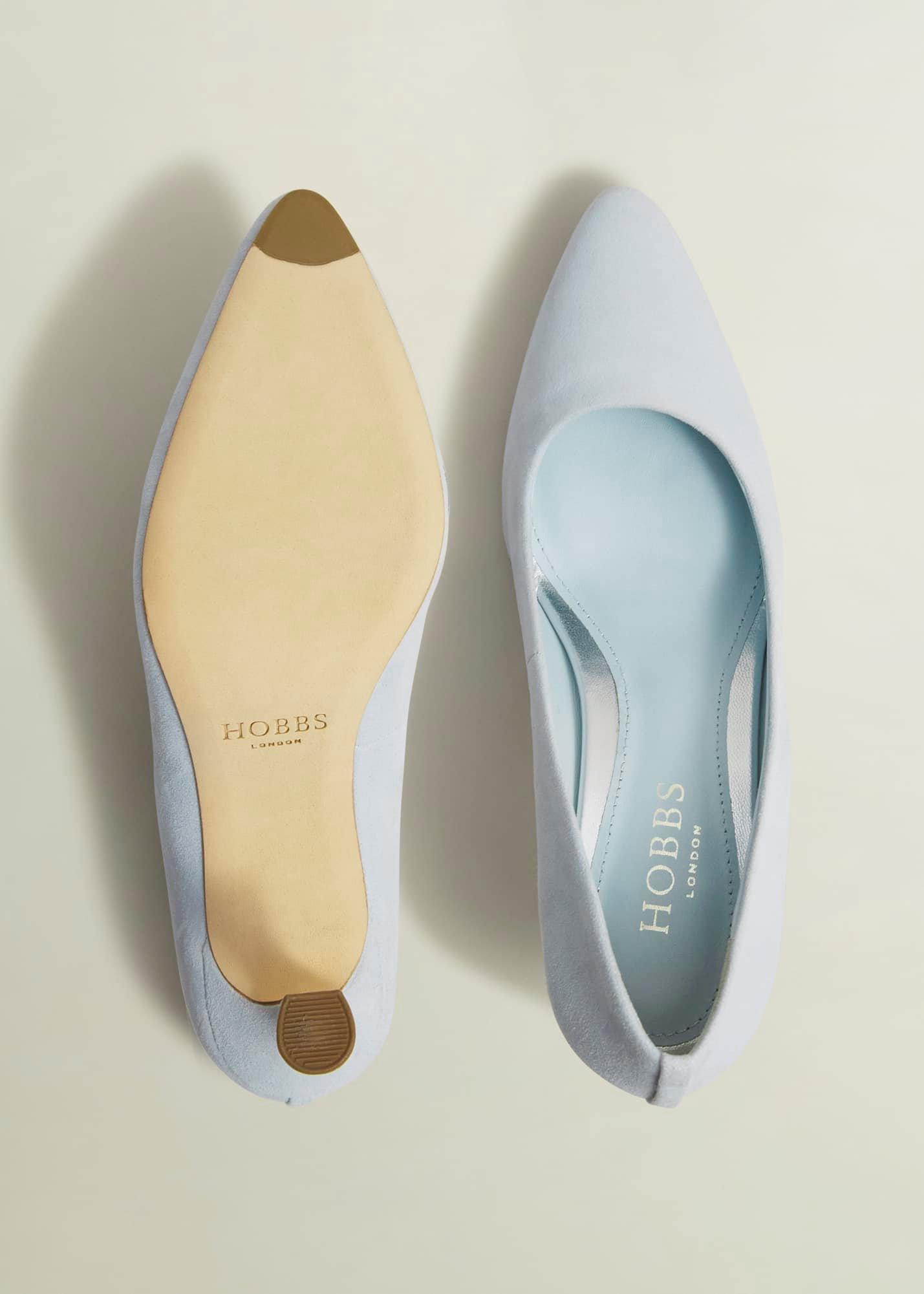 Esther Suede Court Shoes, Pale Blue, hi-res
