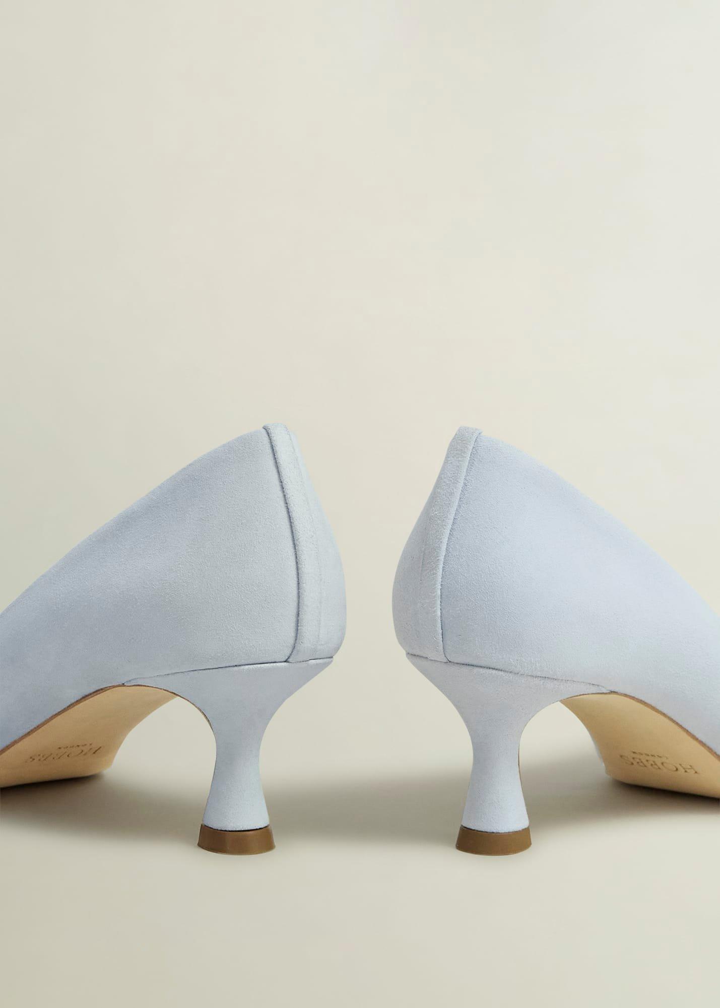 Esther Suede Court Shoes, Pale Blue, hi-res