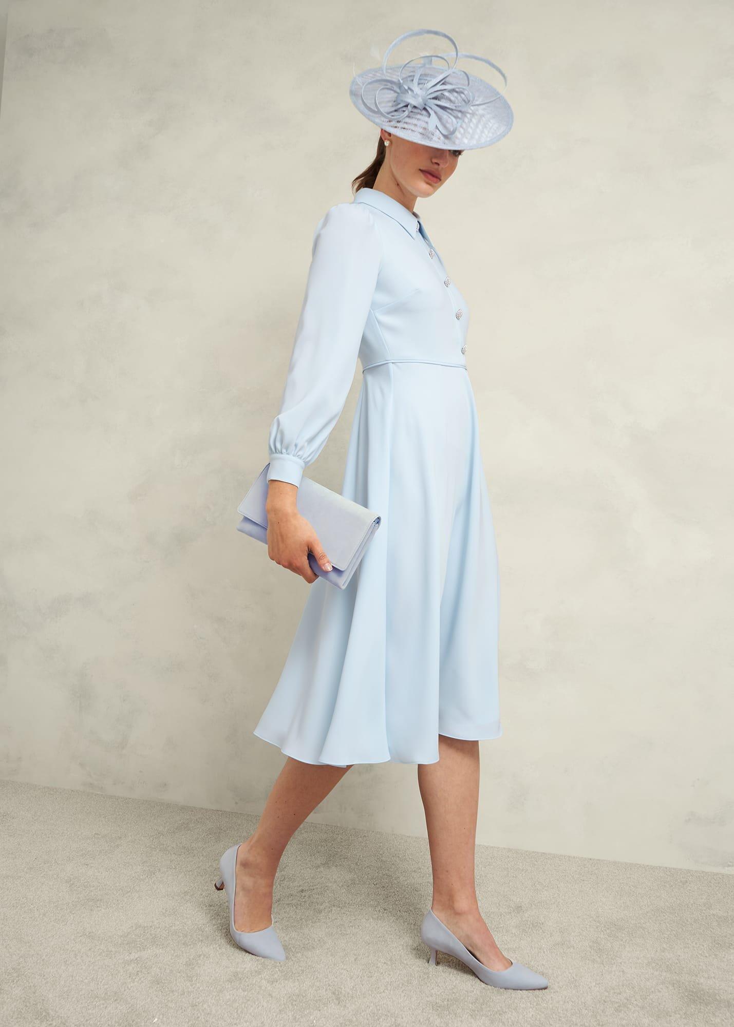 Esther Suede Court Shoes, Pale Blue, hi-res