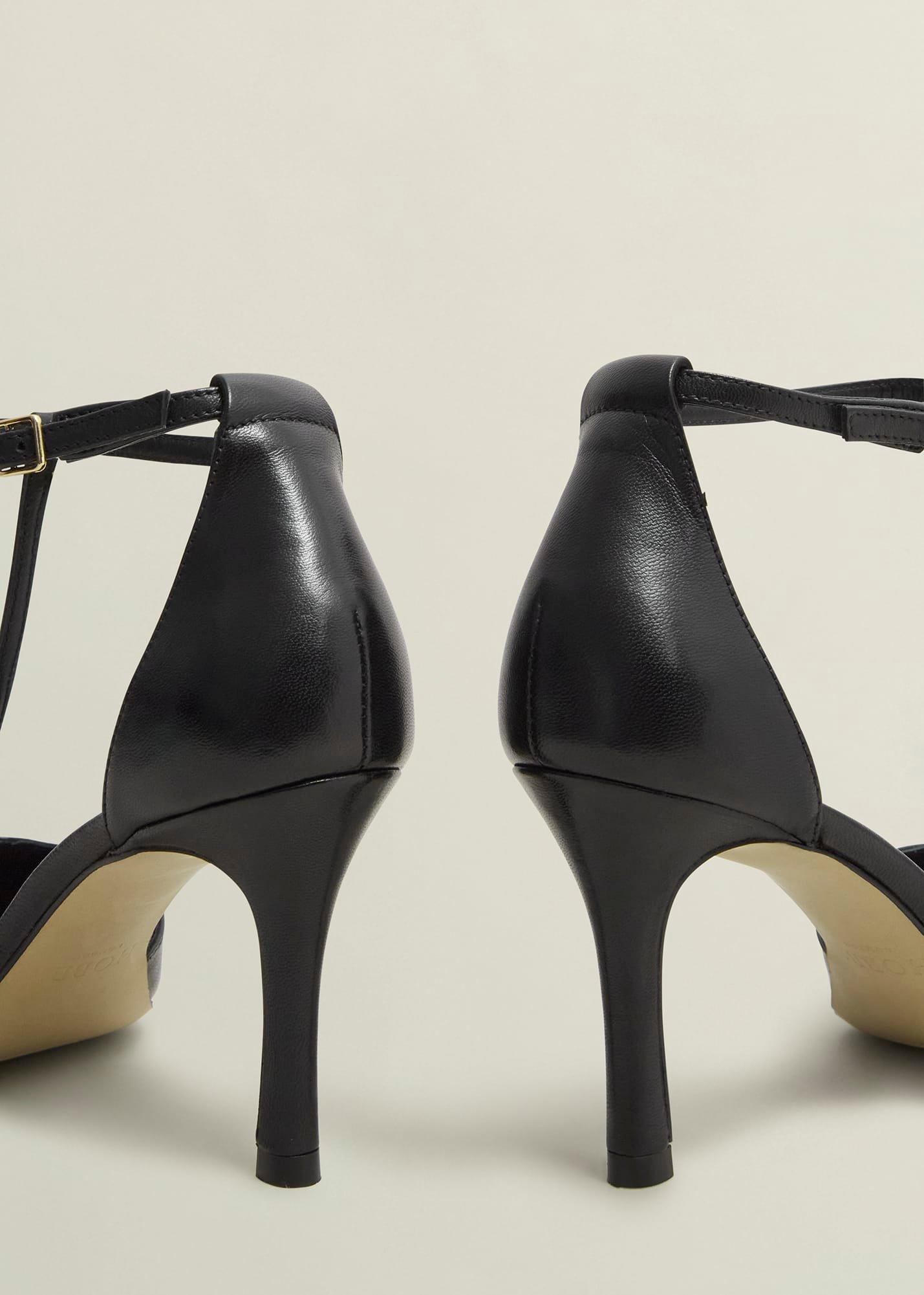 Alice Leather T-bar Courts, Black, hi-res