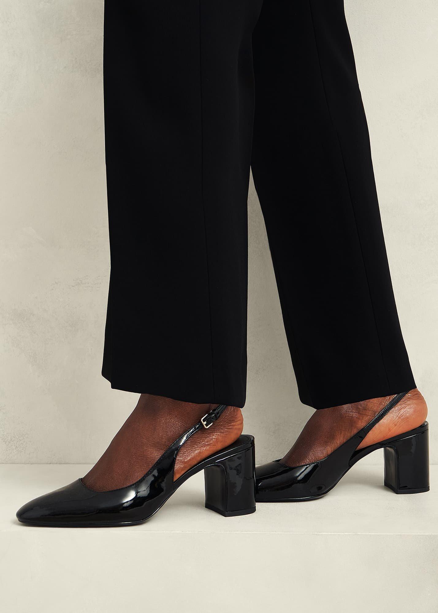 Lily Leather Slingbacks, Black, hi-res