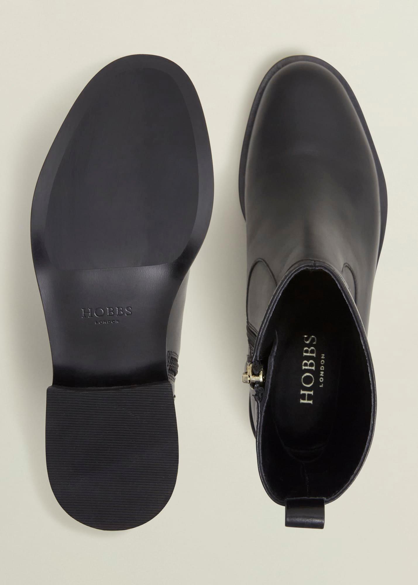 Georgie Leather Ankle Boots, Black, hi-res