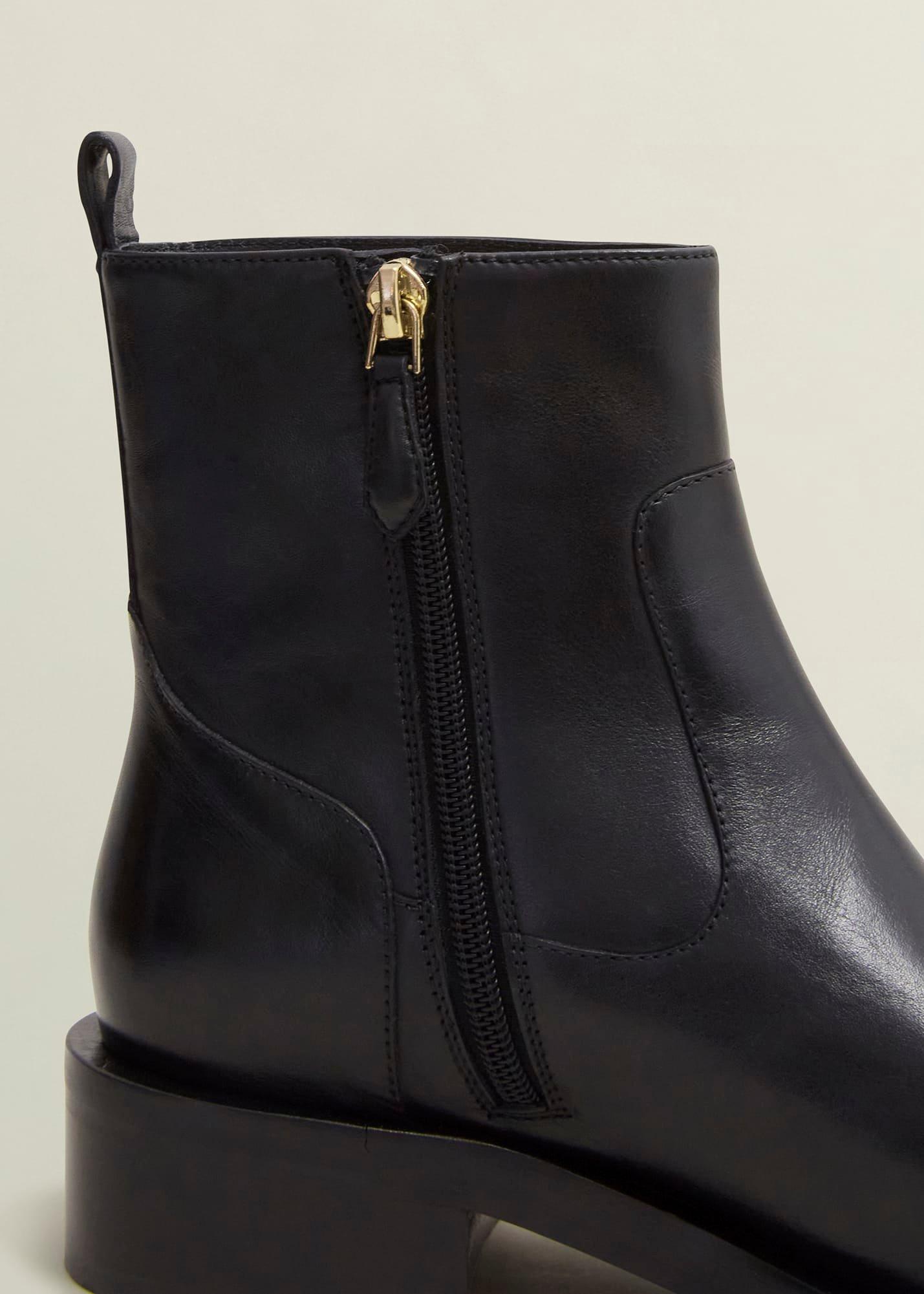 Georgie Leather Ankle Boots, Black, hi-res