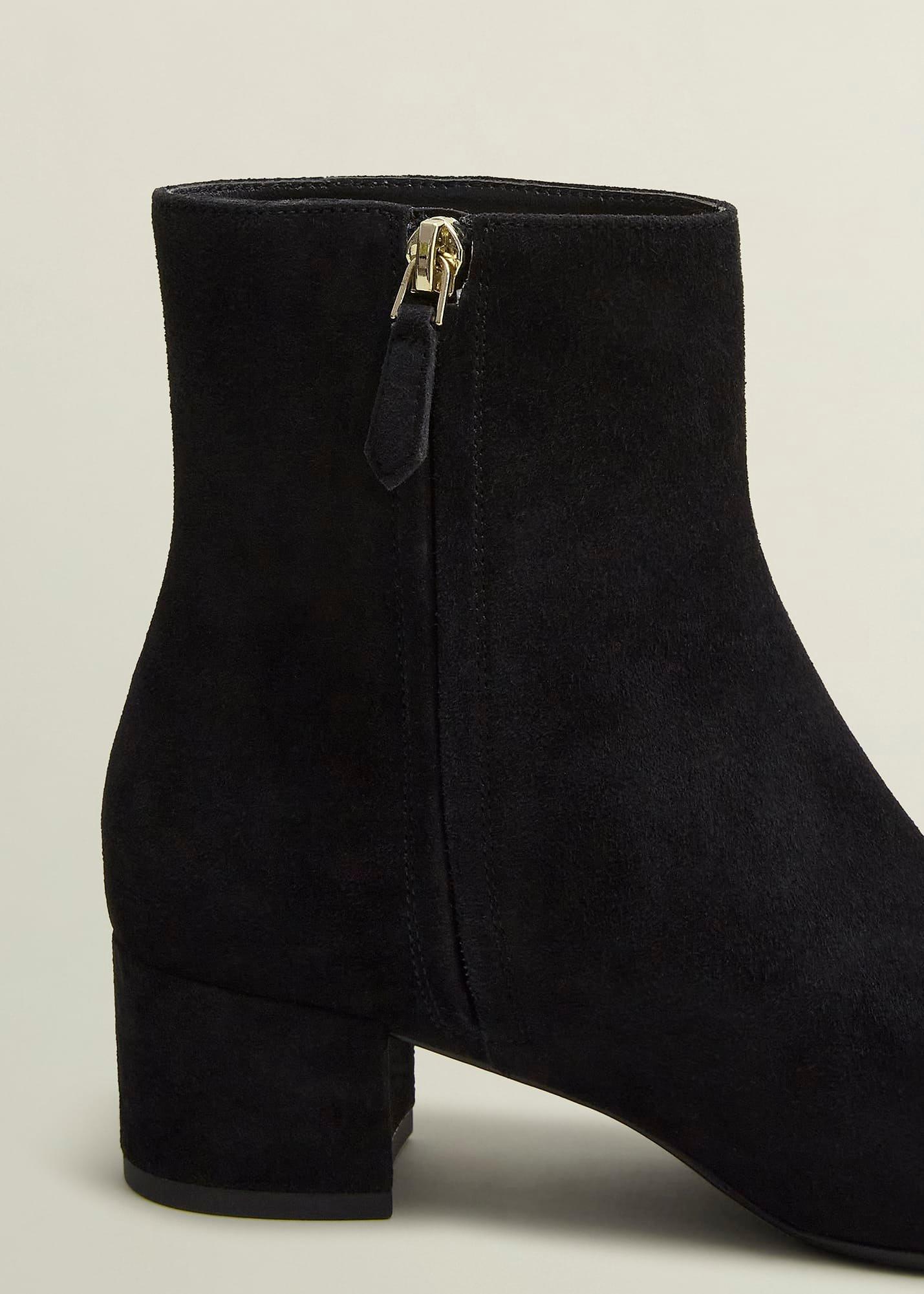 Evelyn Suede Ankle Boots, Black, hi-res