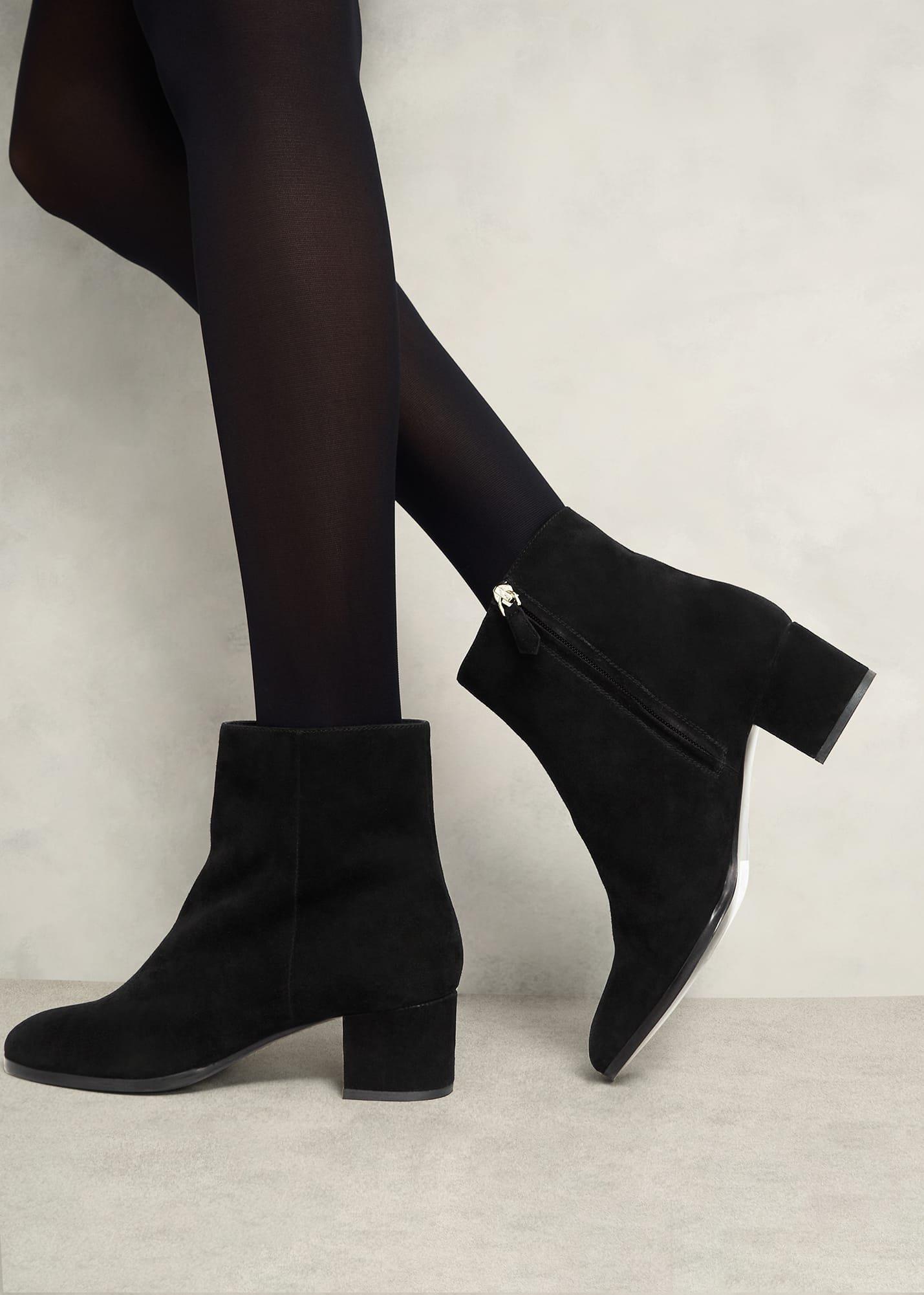 Evelyn Suede Ankle Boots, Black, hi-res