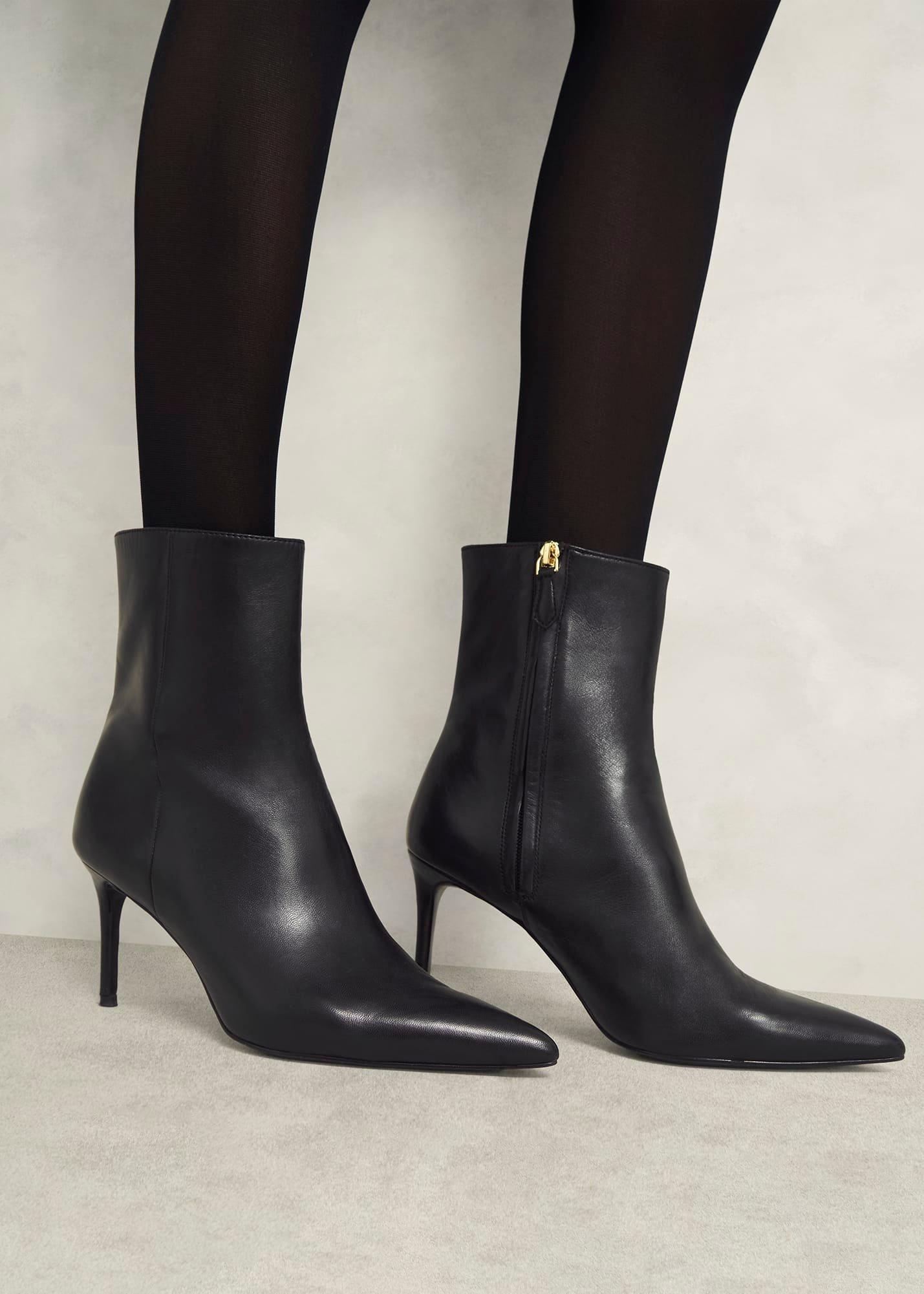 Aria Leather Ankle Boots, Black, hi-res