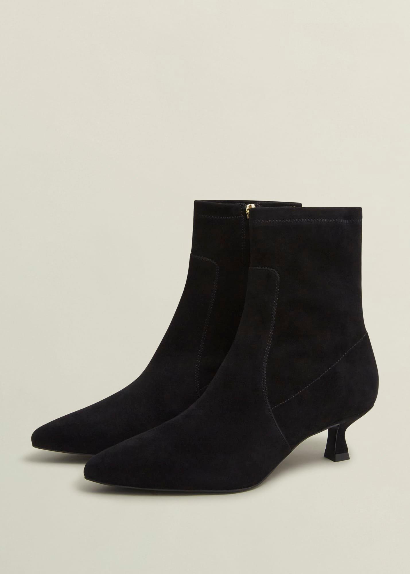 Morgan Suede Stretch Boots, Black, hi-res