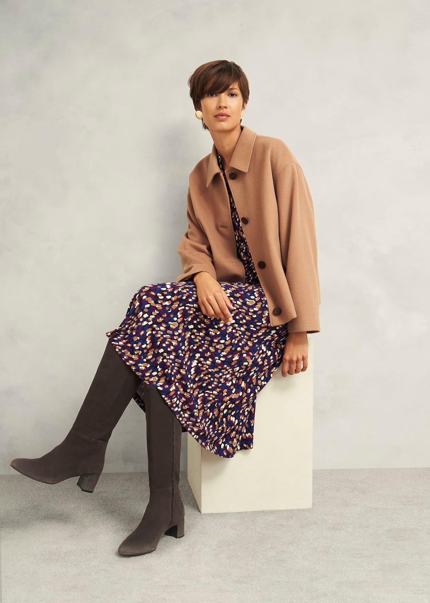 Caroline Suede Knee Boots, Chocolate Brown, hi-res