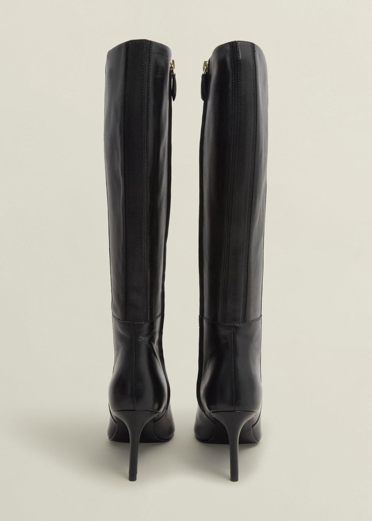 Aliya Leather Knee Boots, Black, hi-res