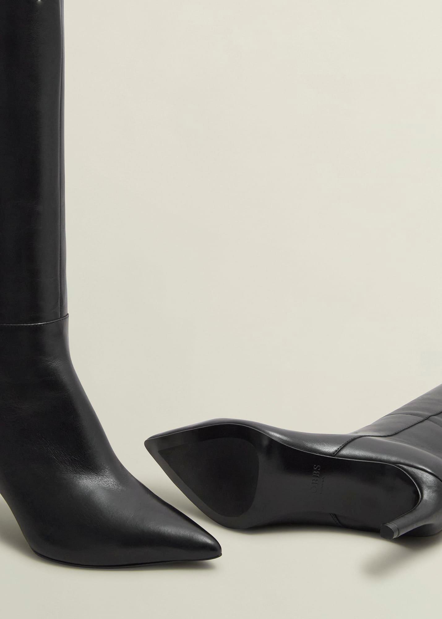 Aliya Leather Knee Boots, Black, hi-res