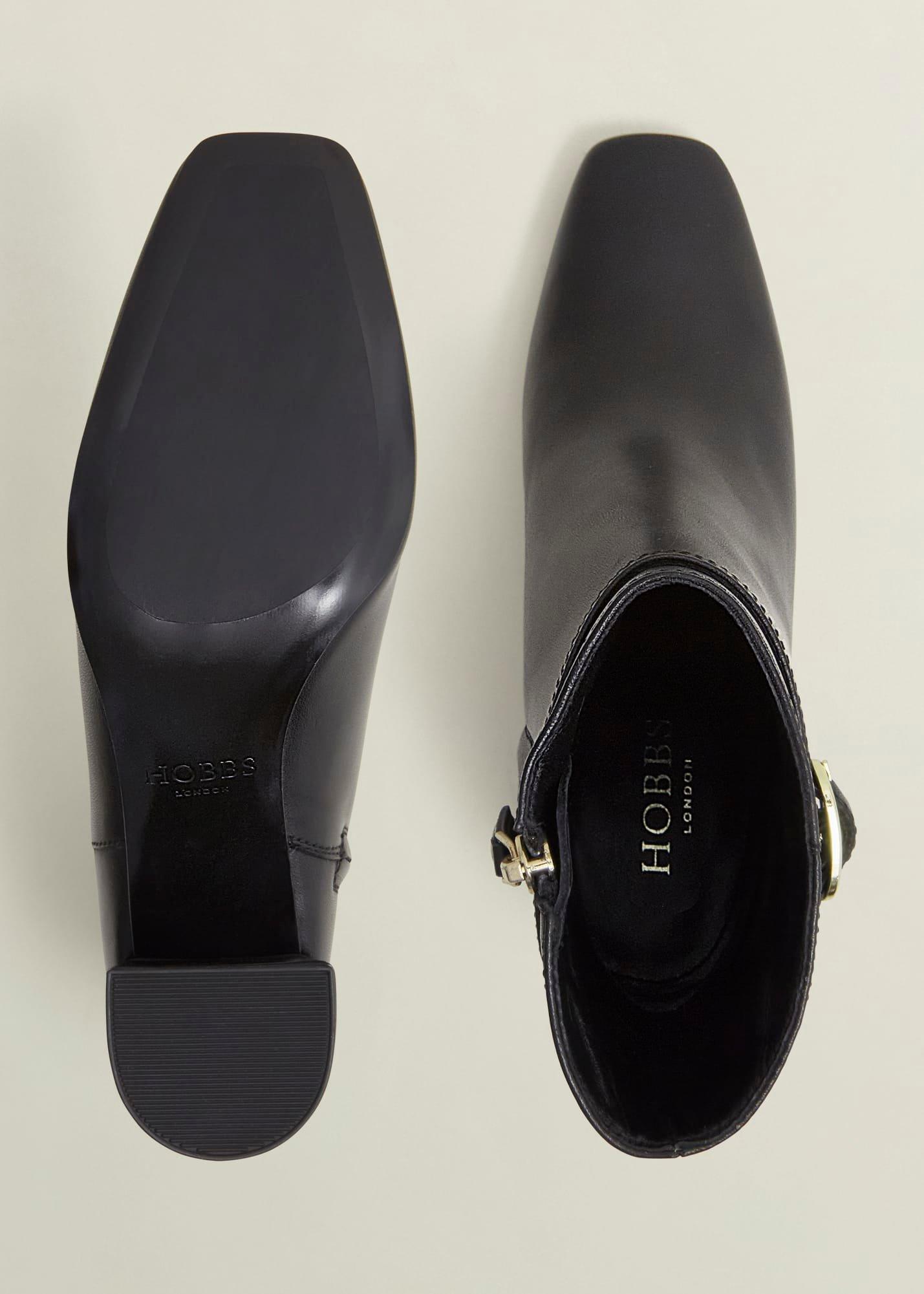 Gabriella Leather Ankle Boots, Black, hi-res