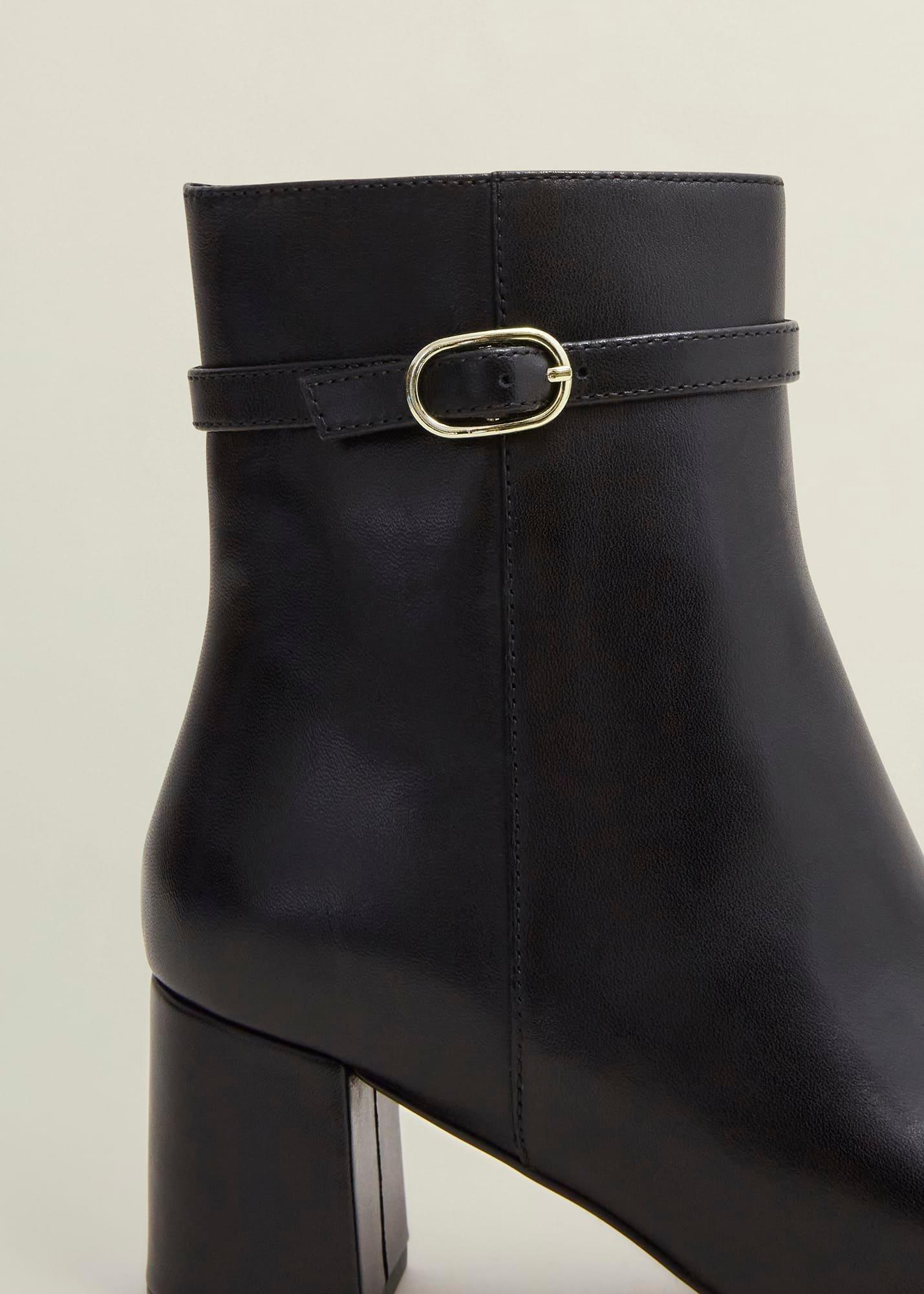 Gabriella Leather Ankle Boots, Black, hi-res