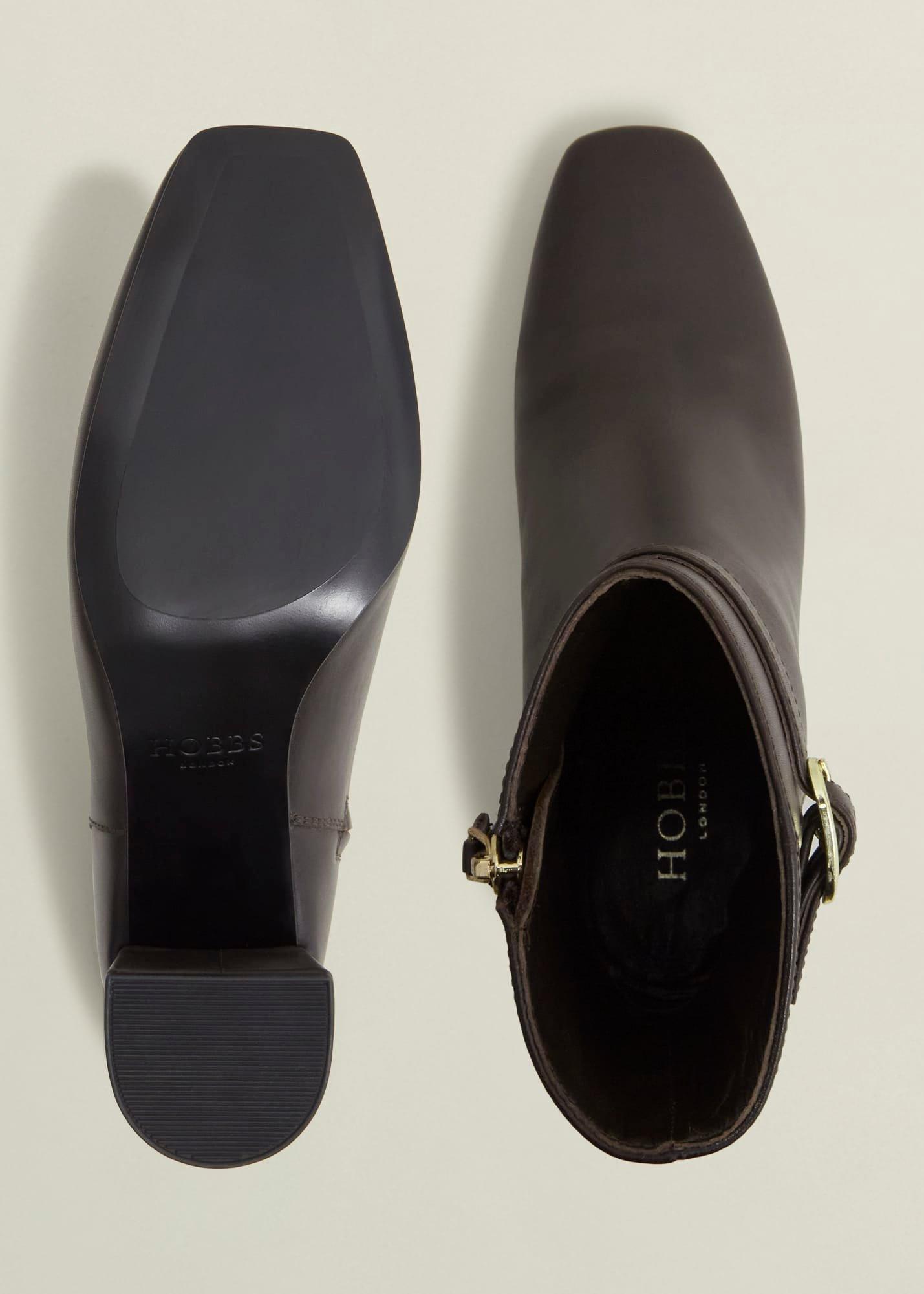 Gabriella Leather Ankle Boots, Chocolate Brown, hi-res