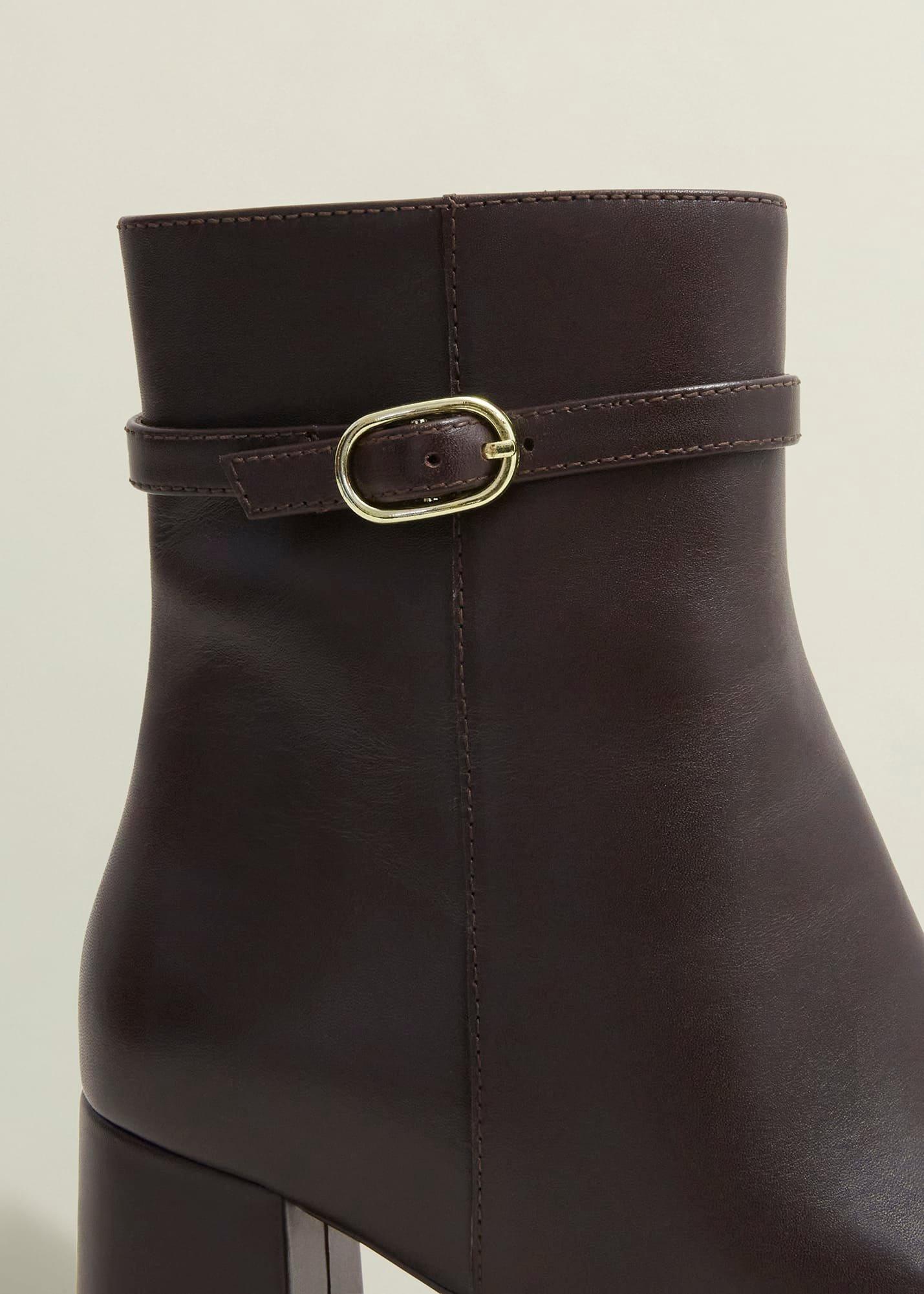 Gabriella Leather Ankle Boots, Chocolate Brown, hi-res