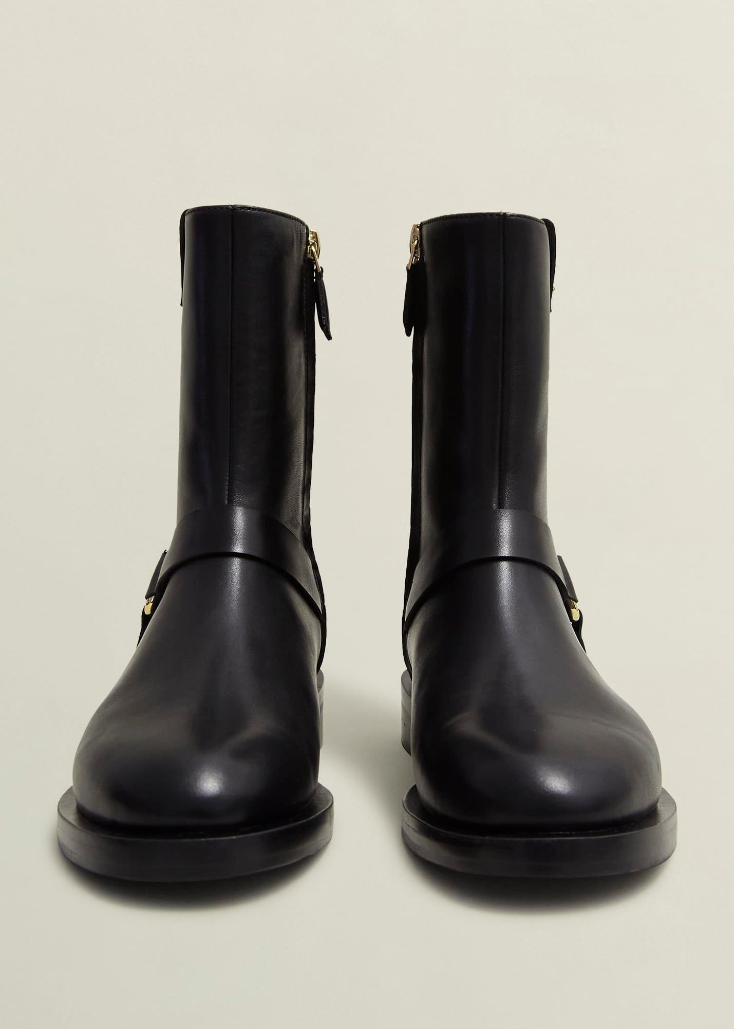 Effie Leather Biker Boots, Black, hi-res