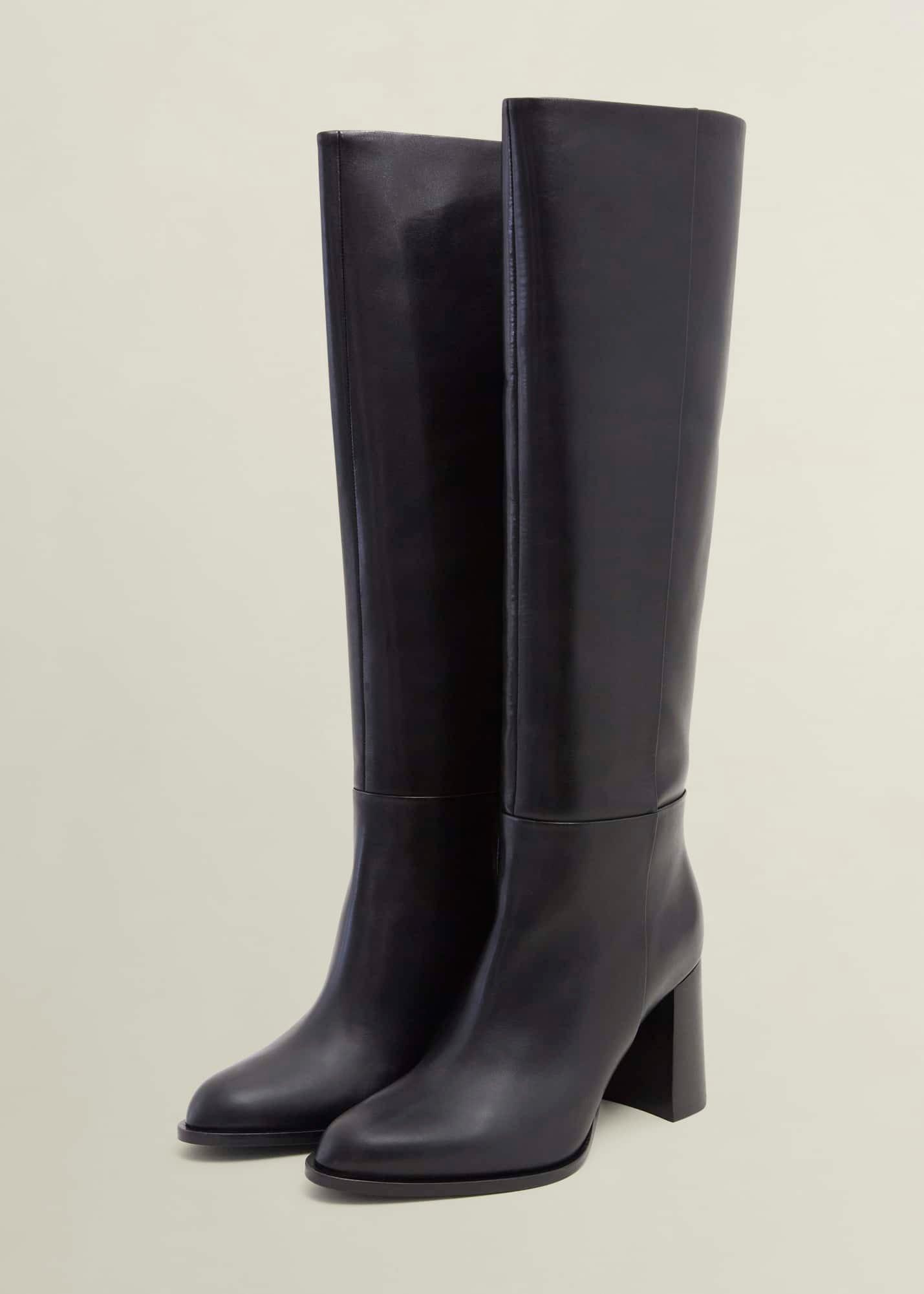 Prim Pull On Leather Boots, Black, hi-res