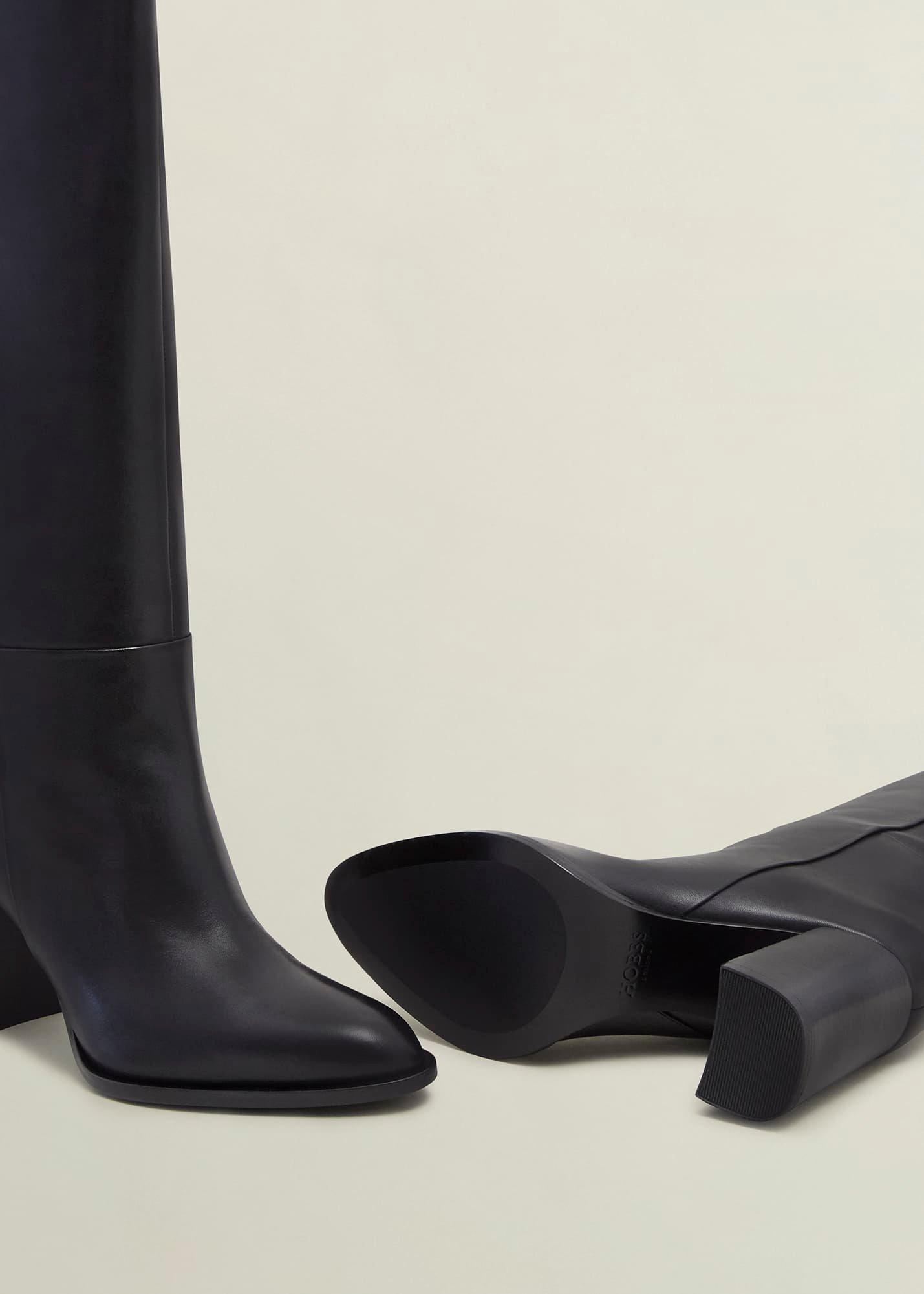 Prim Pull On Leather Boots, Black, hi-res