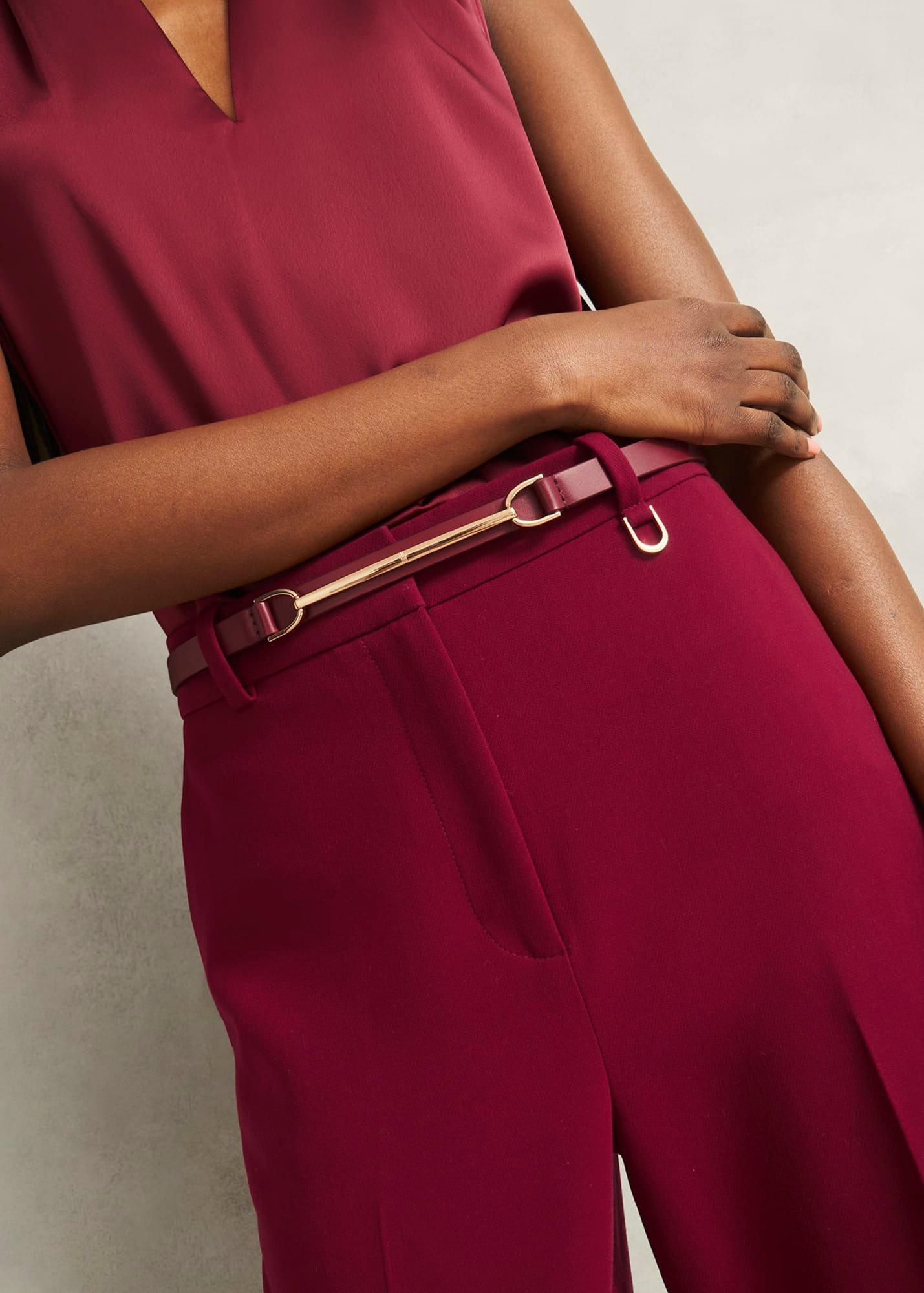 Daphne Leather Waist Belt, Beryl Red, hi-res