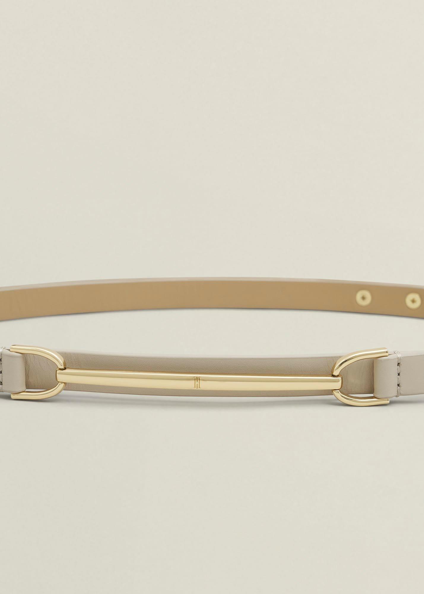 Daphne Leather Waist Belt, Light Beige, hi-res
