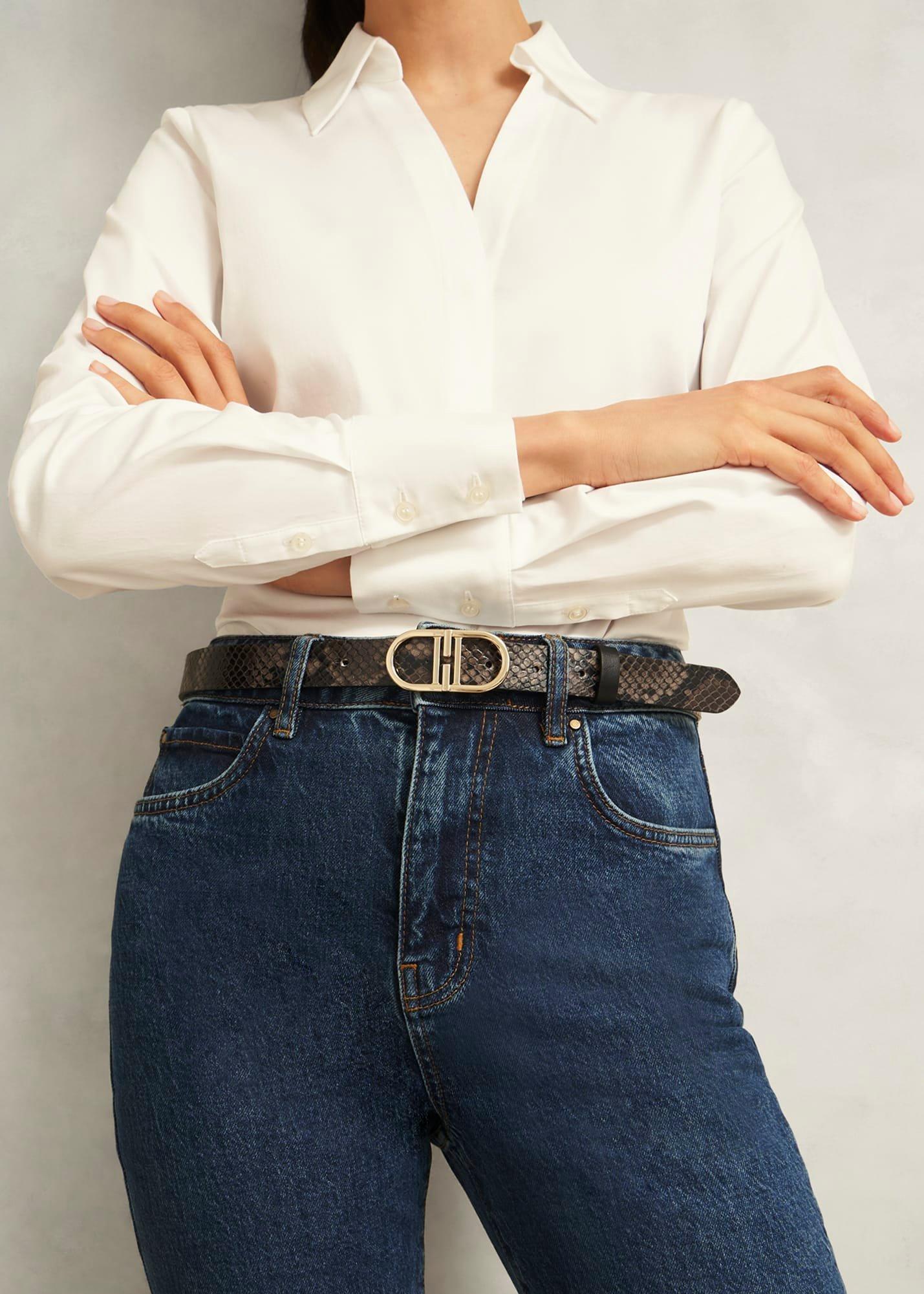 Kiera Leather Belt, Snake Print, hi-res