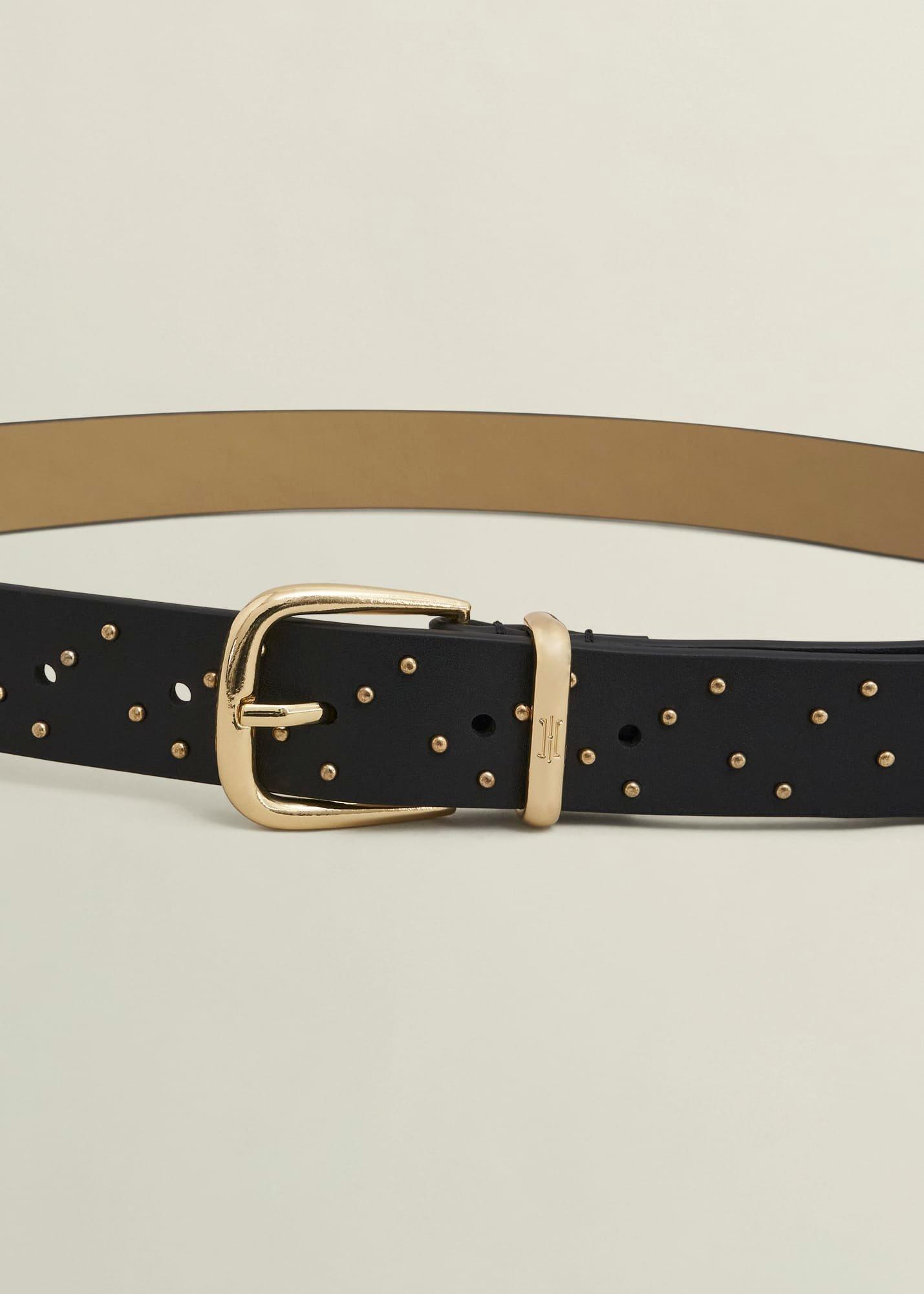 Nima Studded Leather Belt, Black, hi-res