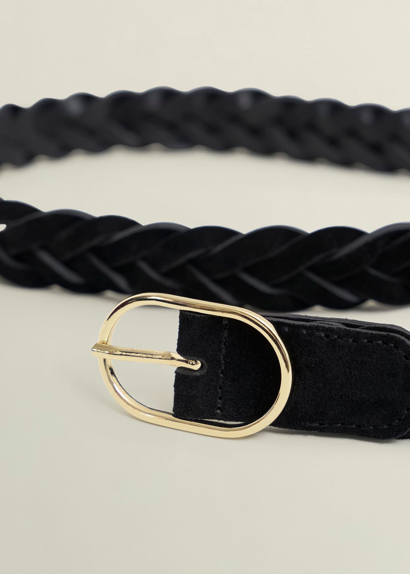 Meera Suede Woven Belt, Black, hi-res