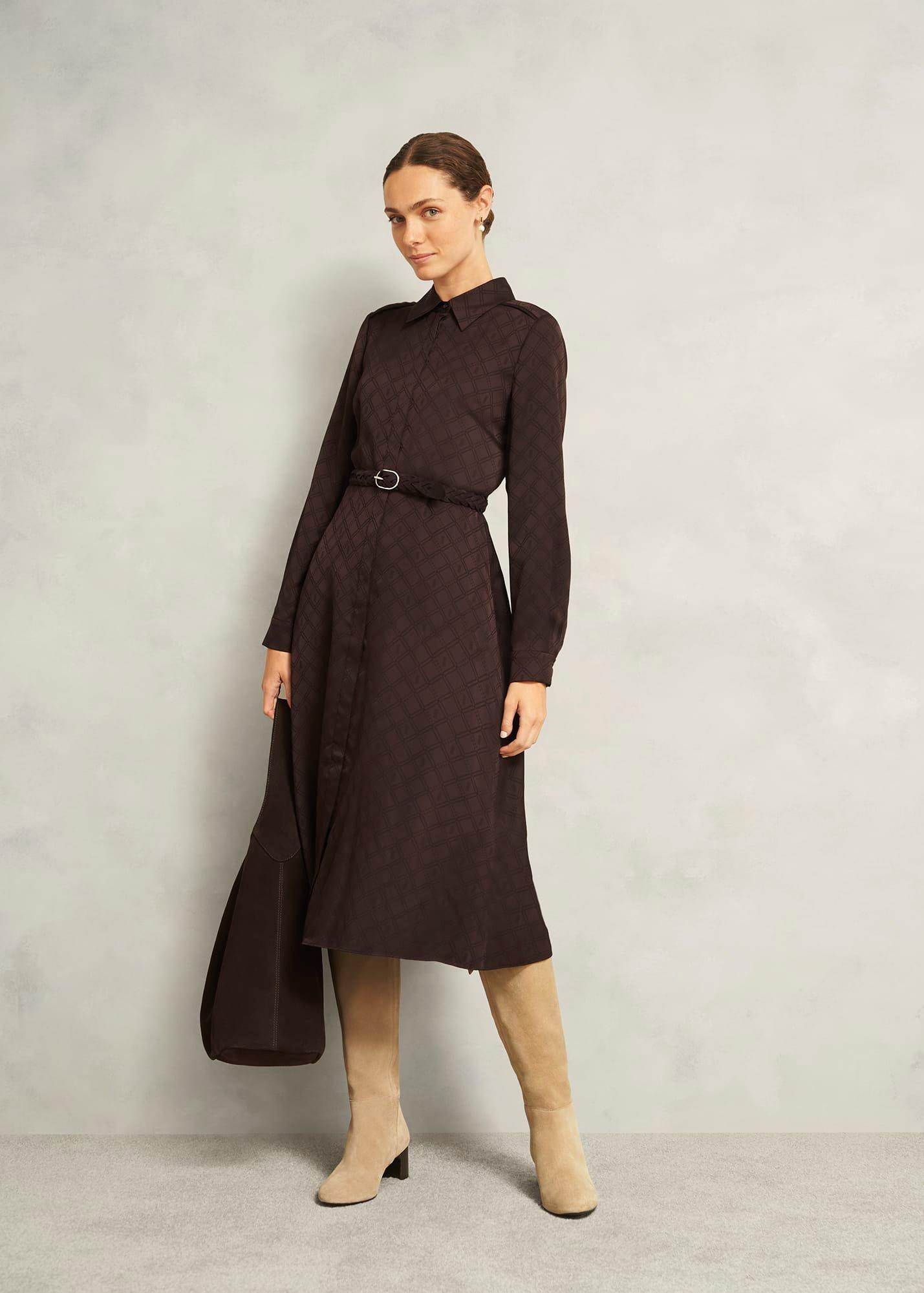 Meera Suede Woven Belt, Chocolate Brown, hi-res