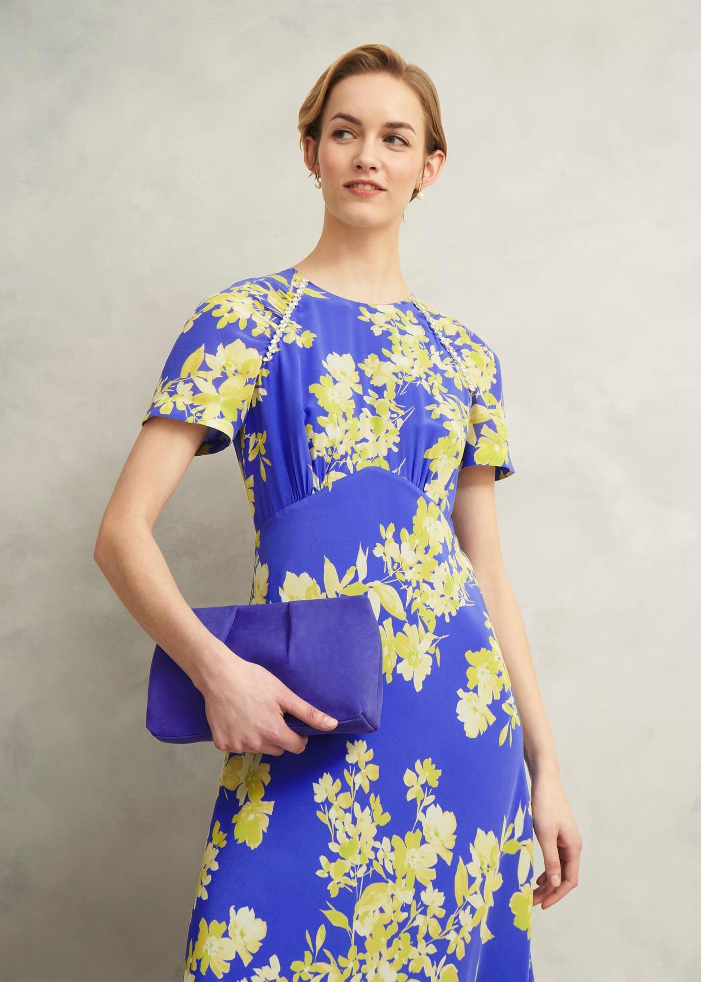 Clifton Suede Clutch Bag, Allium Blue, hi-res